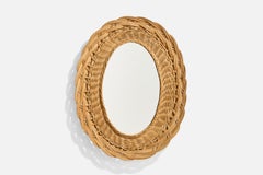Italian Designer, Wall Mirror, Wicker, Mirror Glass, Italy, c. 1960s