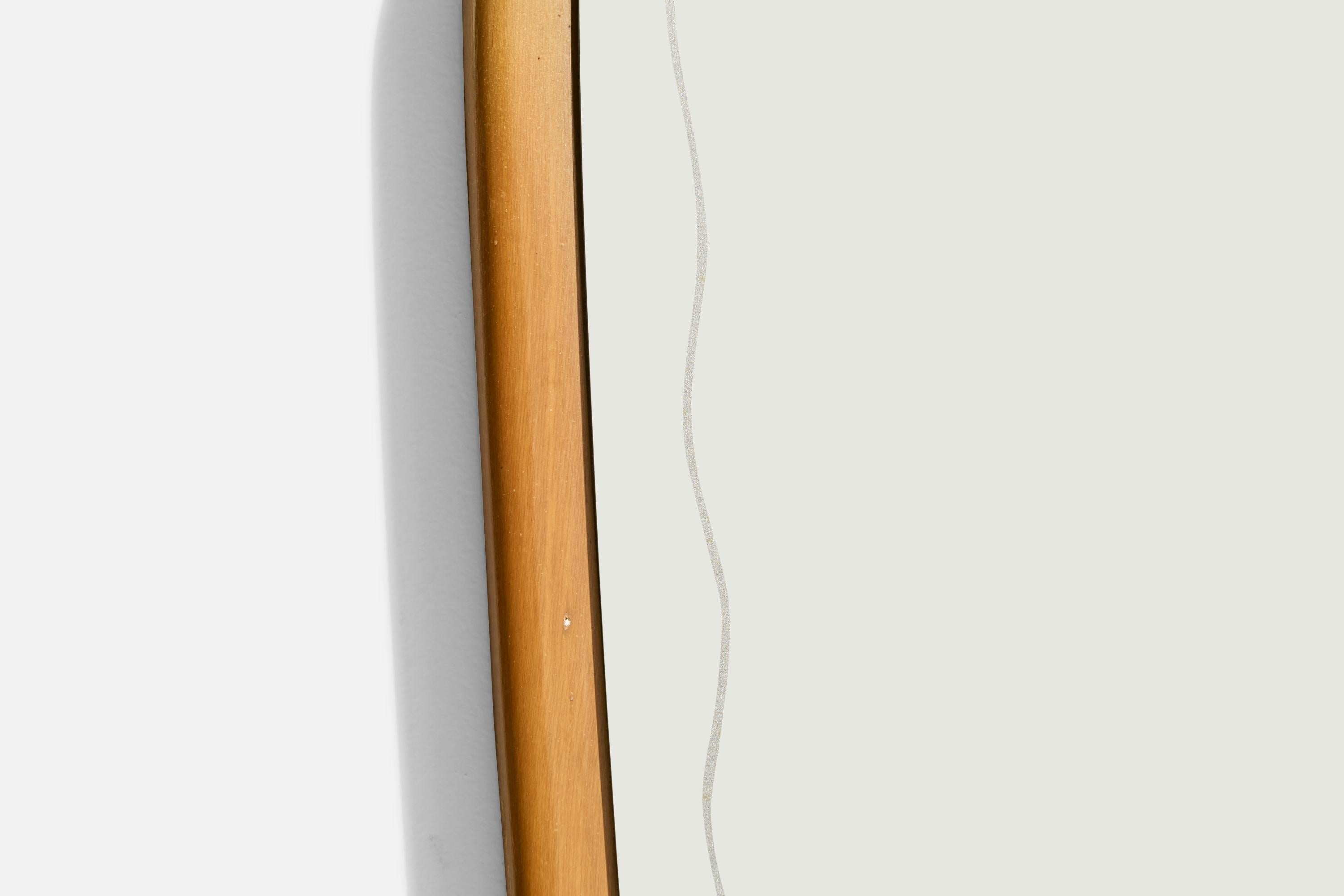 Italian Designer, Wall Mirror, Wood, Brass, Italy, 1940s For Sale 3