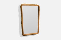 Italian Designer, Wall Mirror, Wood, Brass, Italy, 1950s