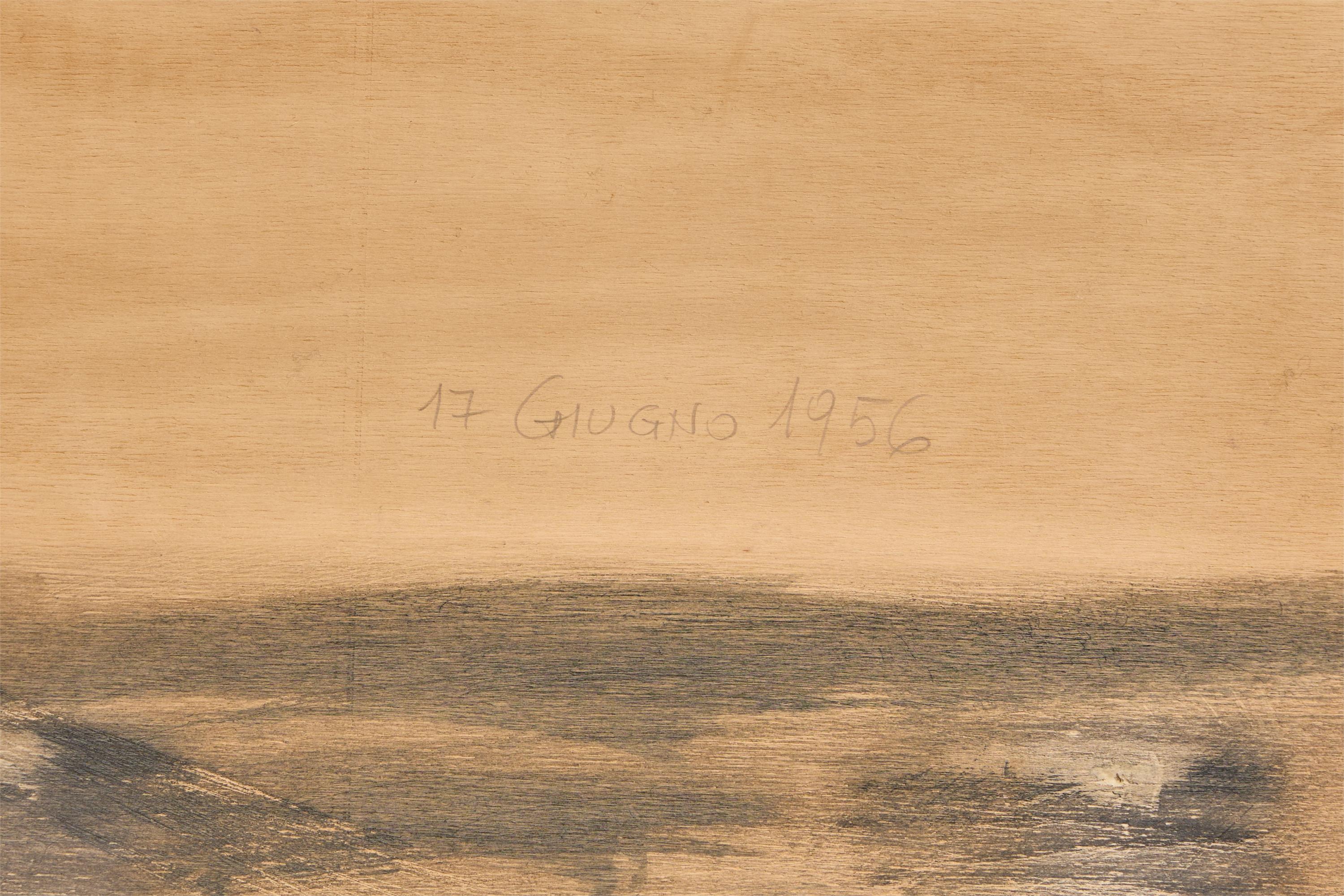 Designer italien, miroir mural, Wood, laiton, Italie, 1956 en vente 2