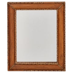 Miroir mural de designer italien, bois, laiton, cuir, verre de miroir, Italie, années 1930