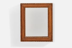 Diseñador italiano, Espejo de pared, Madera, Latón, Cuero, Espejo de cristal, Italia, Años 30