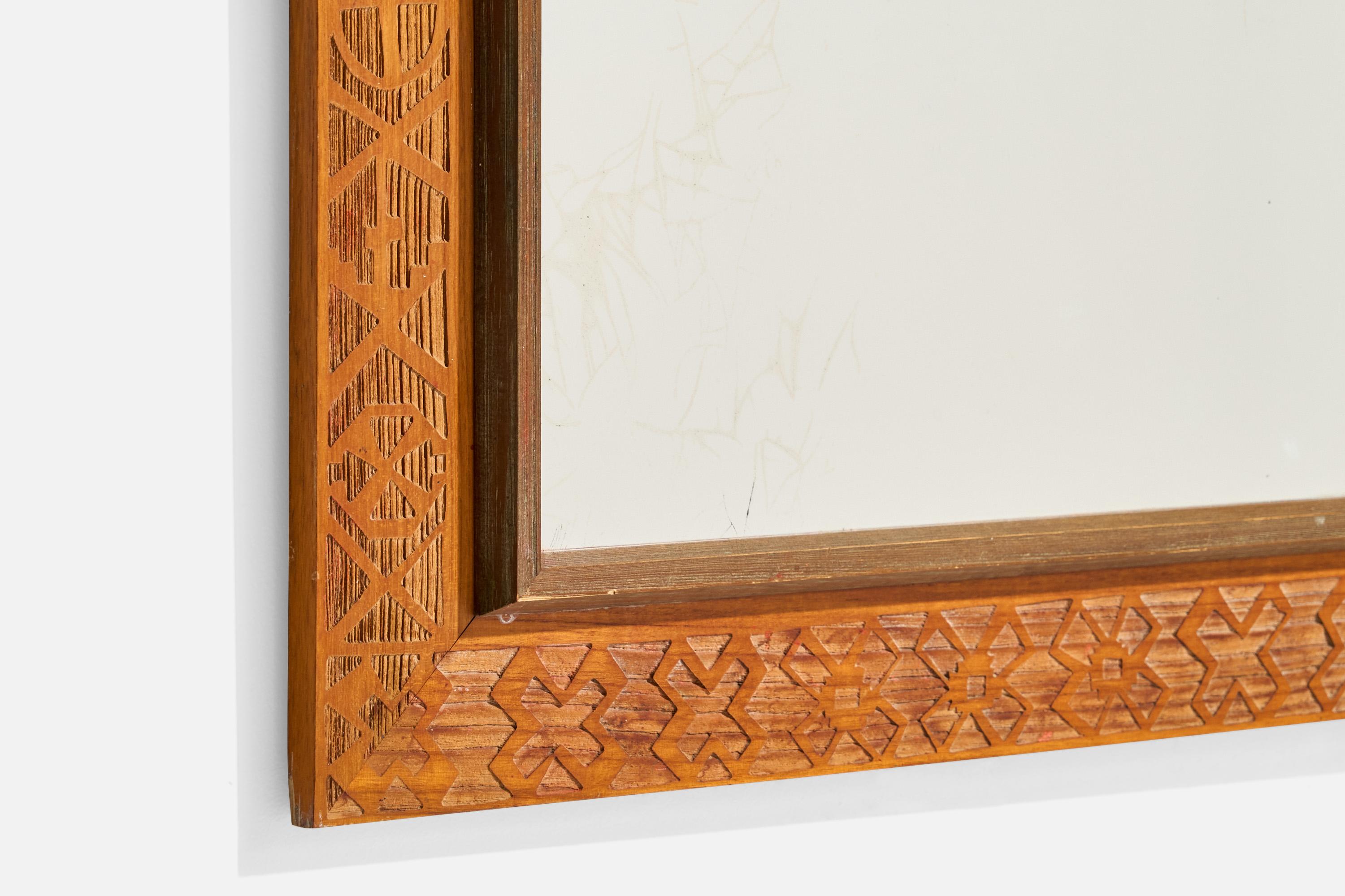 Specchio da parete di design italiano, Wood, Italia, anni '30 in vendita 3