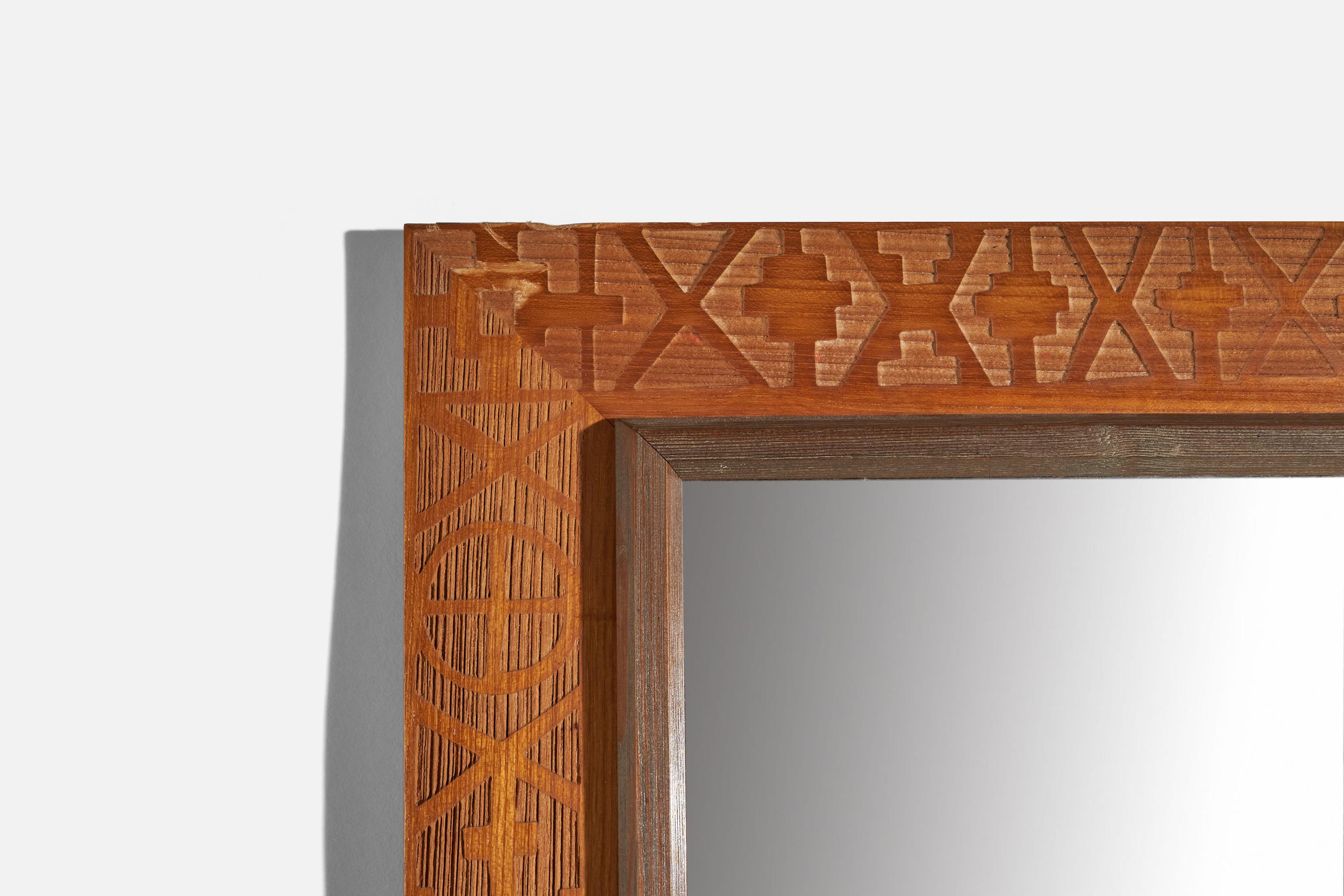 Italian Designer, Wall Mirror, Wood, Italy, 1930s In Good Condition For Sale In High Point, NC