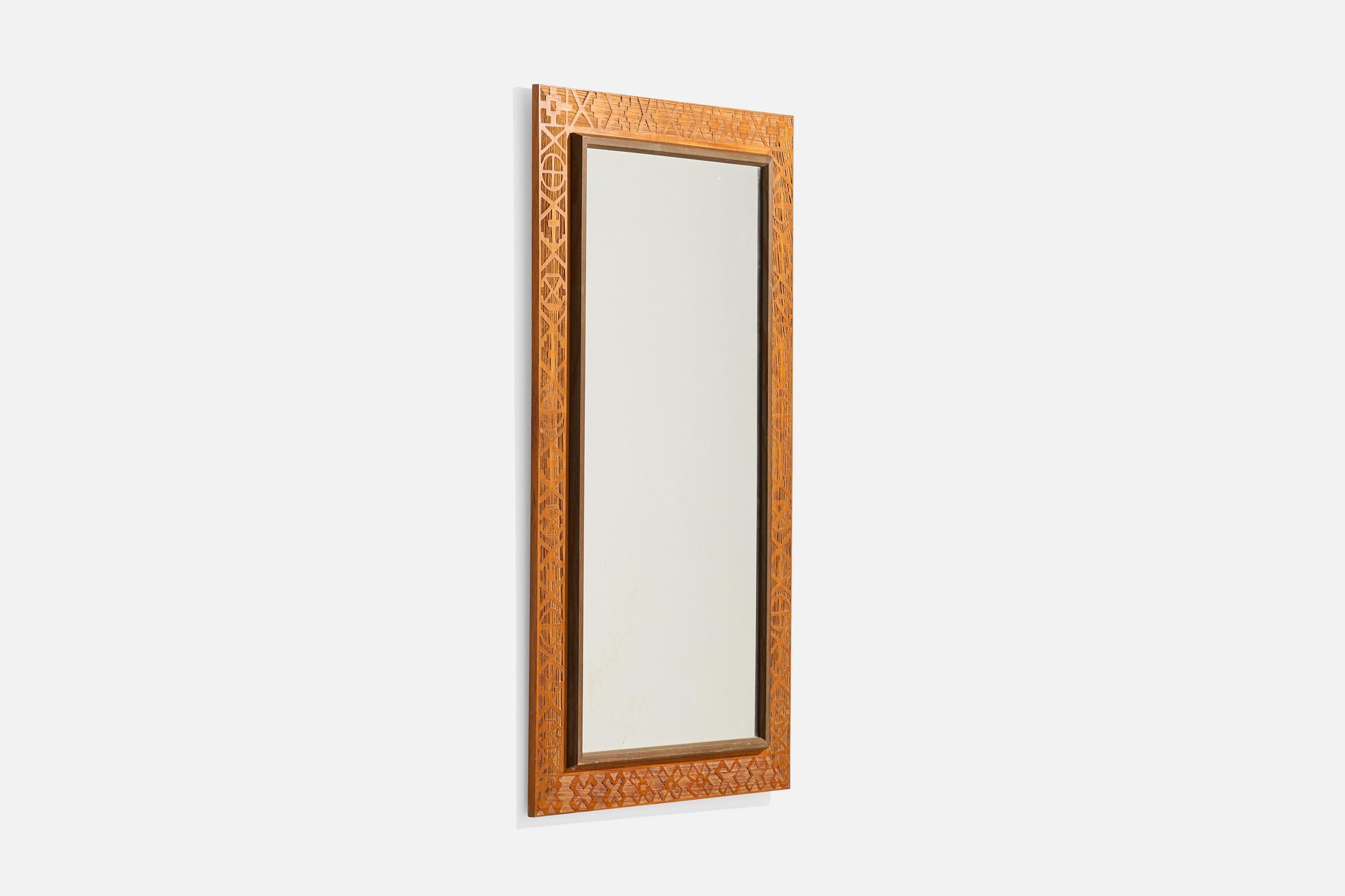 Mid-Century moderno Specchio da parete di design italiano, Wood, Italia, anni '30 in vendita