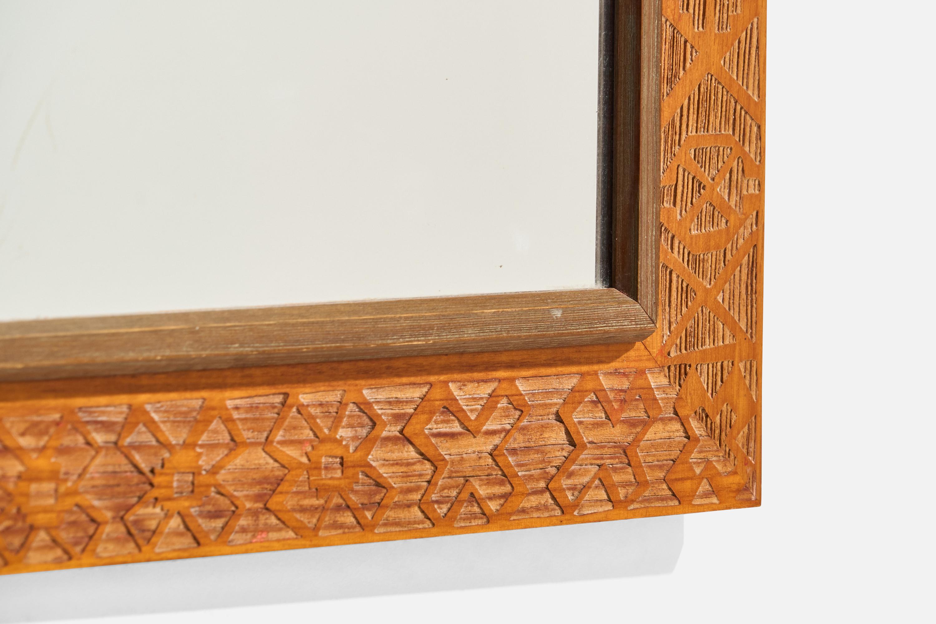 Specchio da parete di design italiano, Wood, Italia, anni '30 in vendita 2