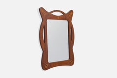 Specchio da parete di design italiano, Wood, Italia, anni '1940