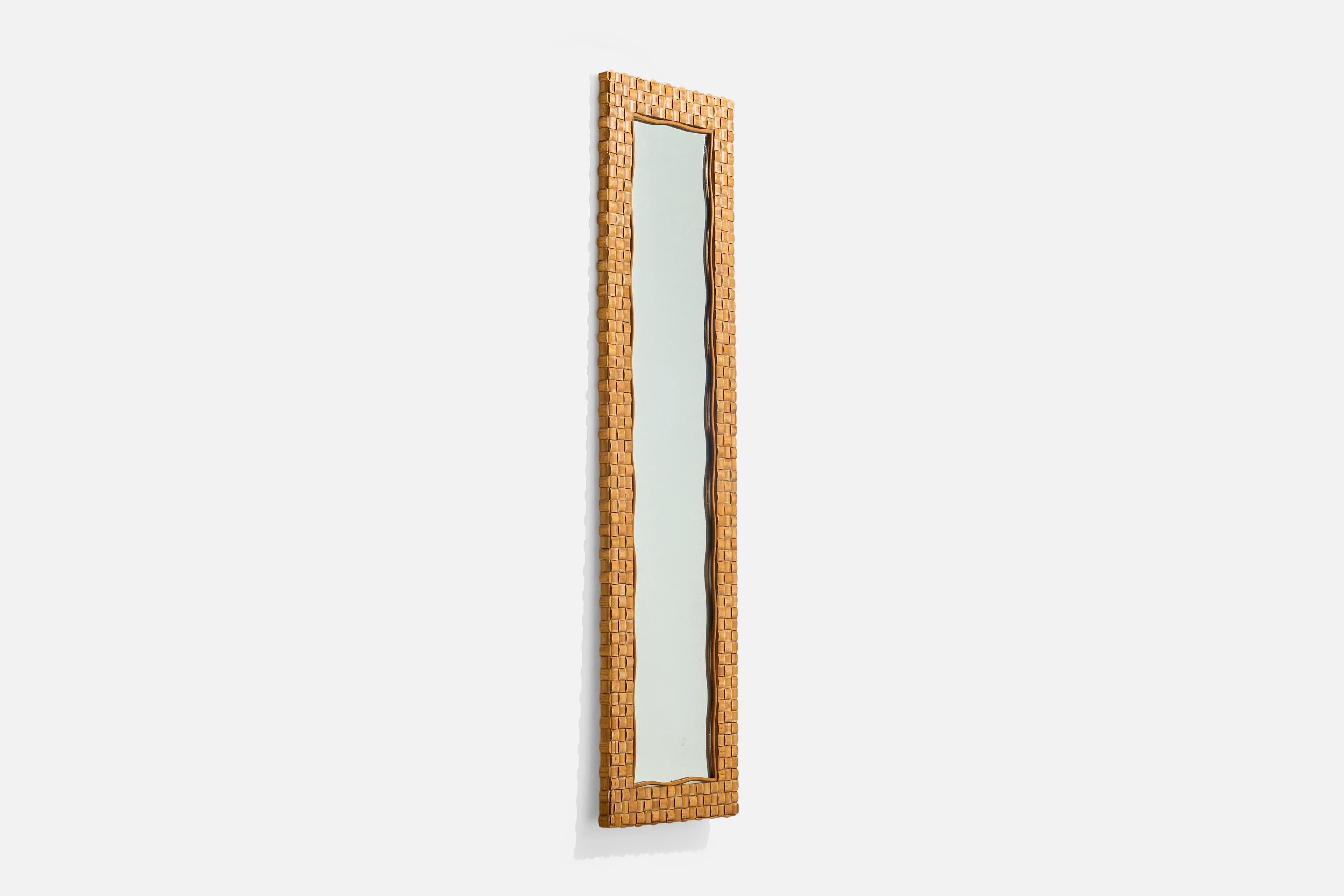 Designer italien, miroir mural, bois, Italie, années 1940 Bon état - En vente à High Point, NC