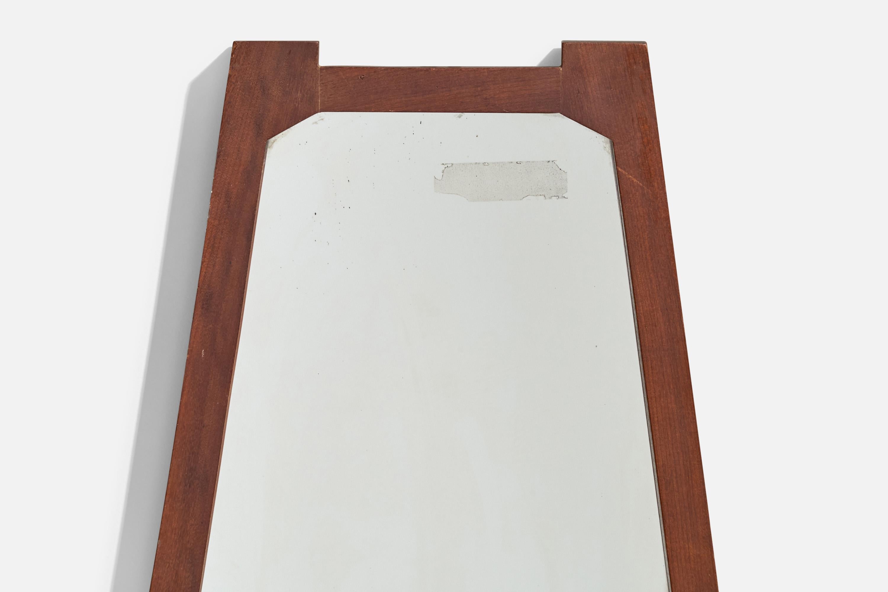 Metà XX secolo Specchio da parete di design italiano, Wood, Italia, anni '50 in vendita