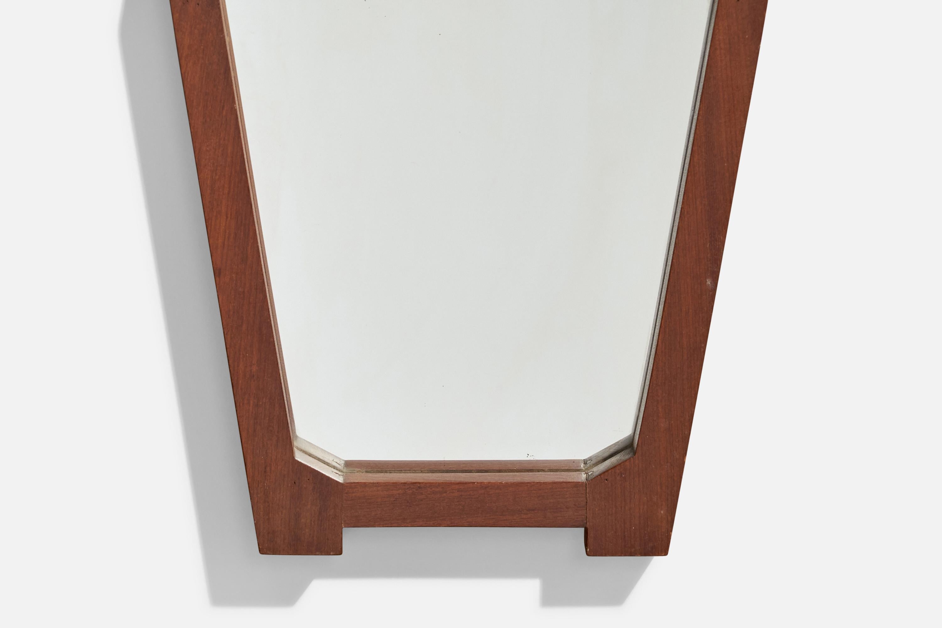Specchio da parete di design italiano, Wood, Italia, anni '50 in vendita 1