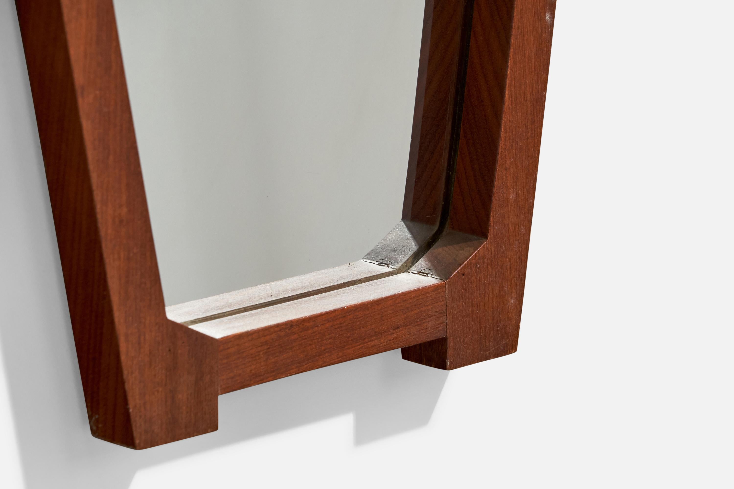 Specchio da parete di design italiano, Wood, Italia, anni '50 in vendita 2