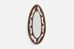 Italian Designer, Wall Mirror, Wood, Italy, 1950s