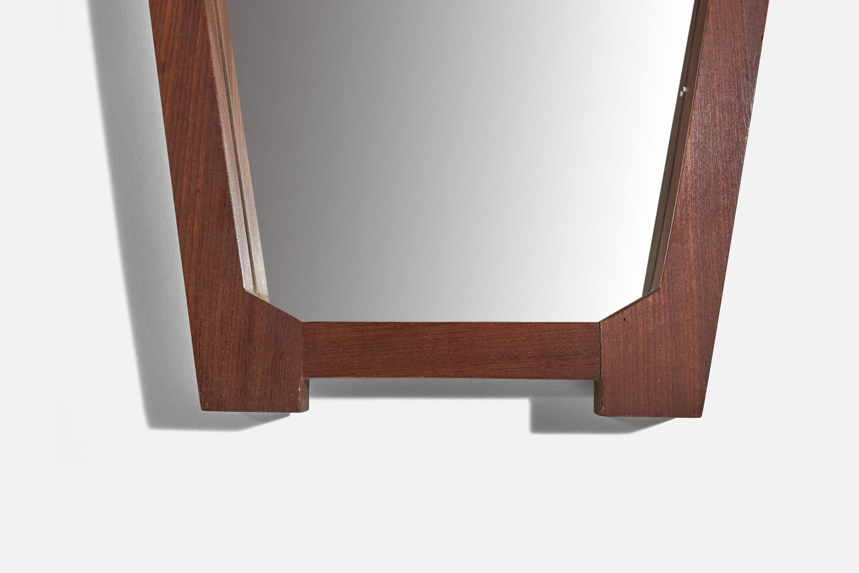 Mid-Century Modern Italian Designer, Wall Mirror, Wood, Italy, 1950s For Sale