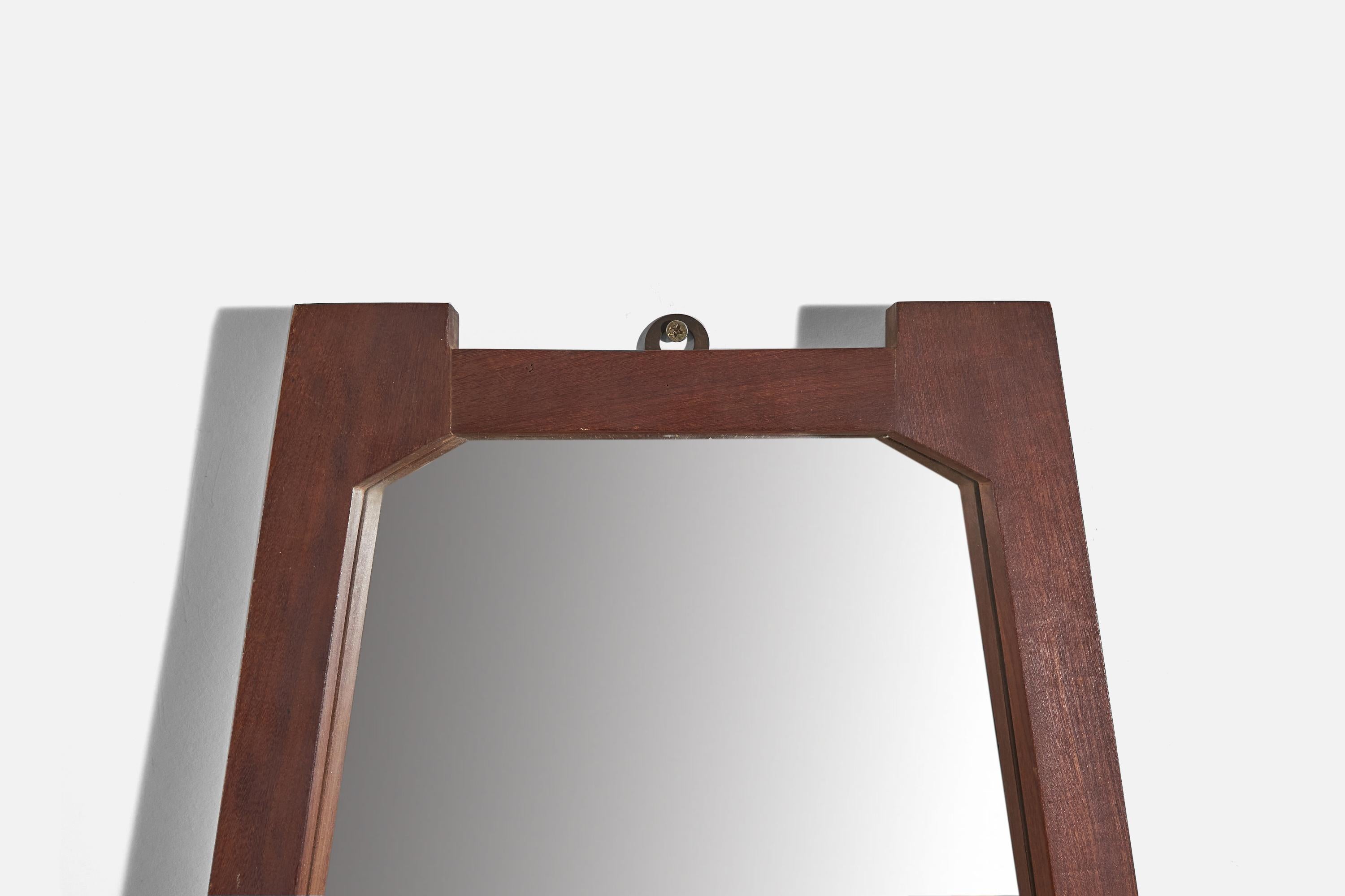 Italian Designer, Wall Mirror, Wood, Italy, 1950s In Good Condition For Sale In High Point, NC