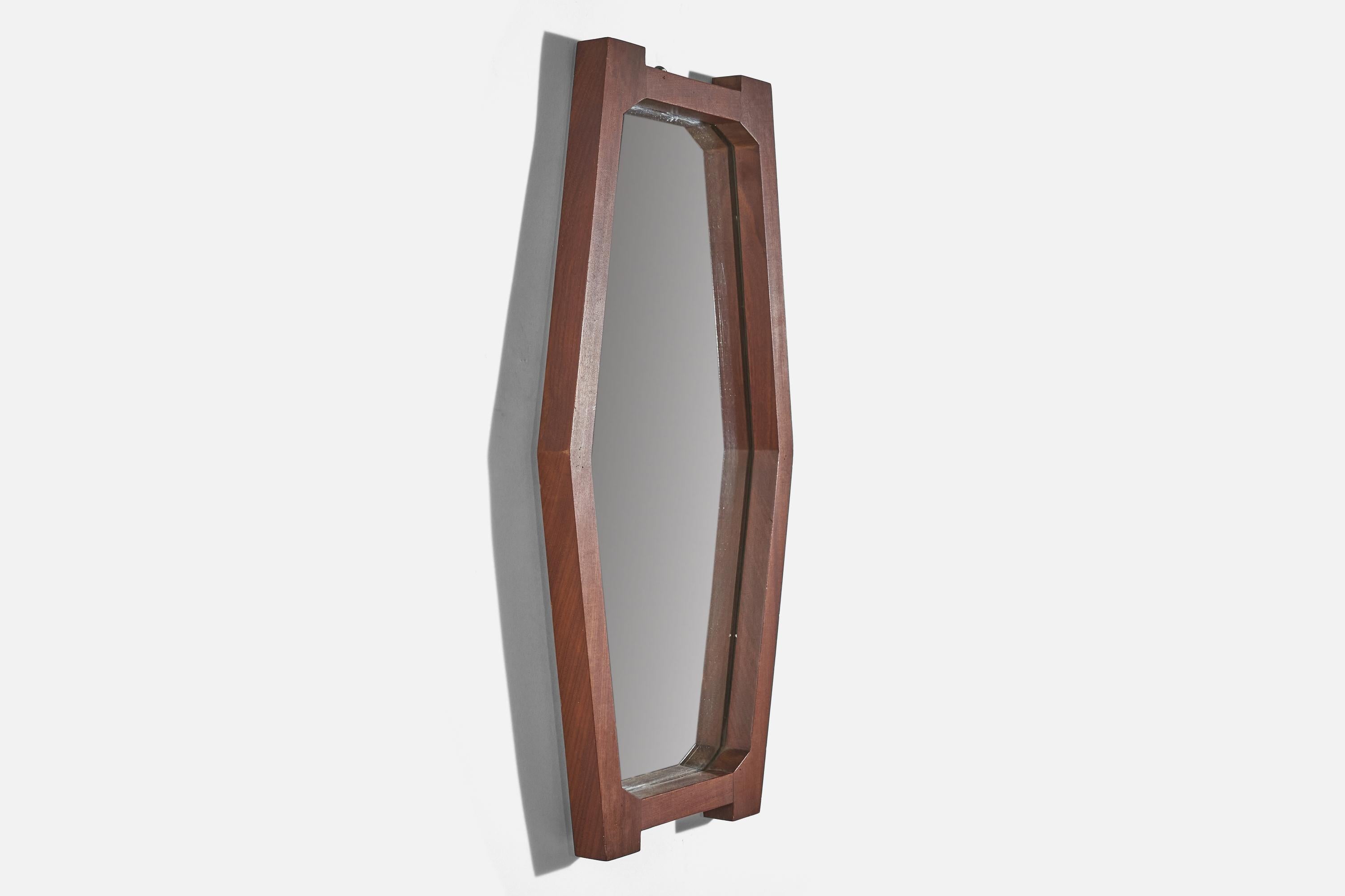 Mid-20th Century Italian Designer, Wall Mirror, Wood, Italy, 1950s For Sale