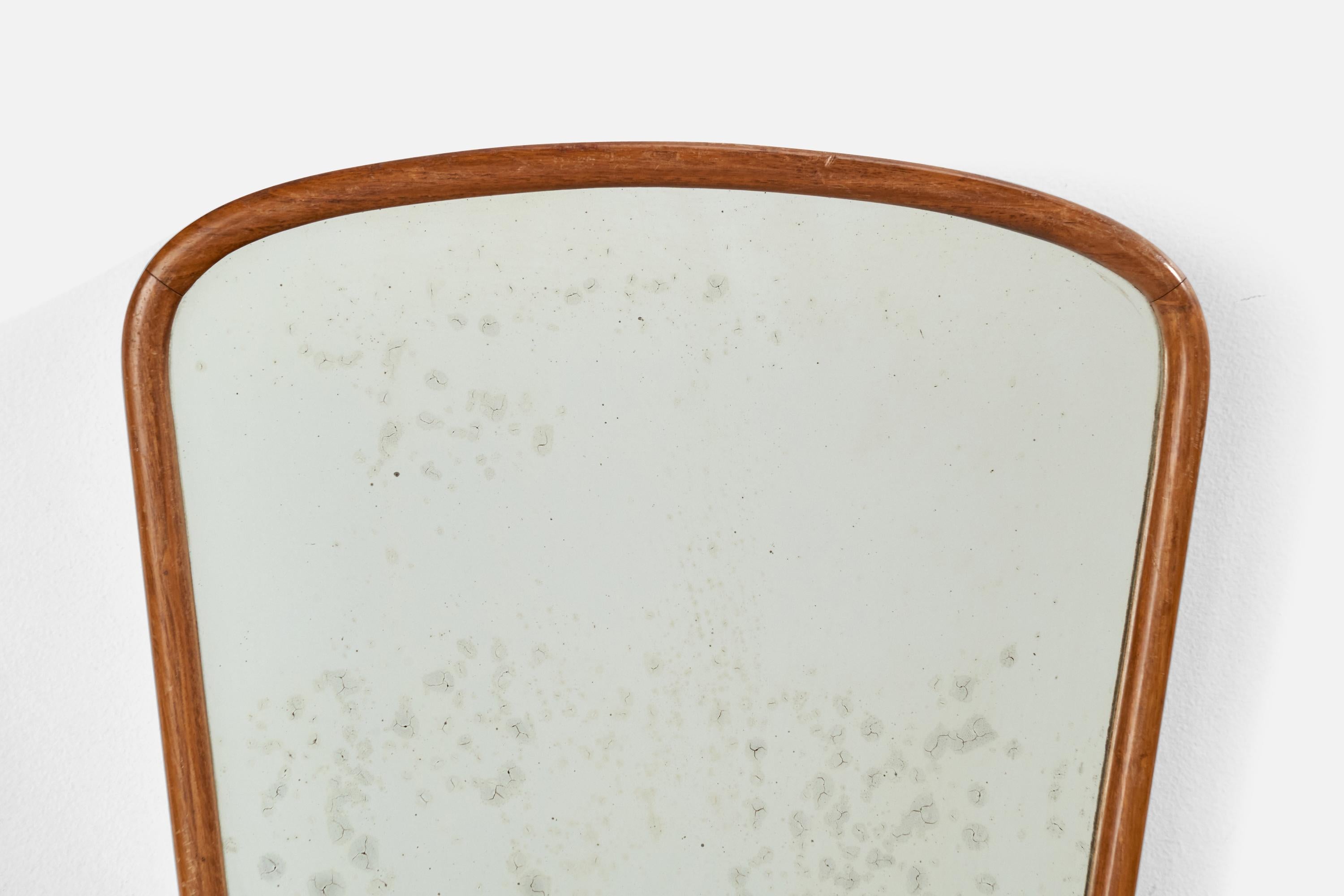 Italienischer Designer, Wandspiegel, Holz, Italien, 1950er-Jahre (Spiegel) im Angebot