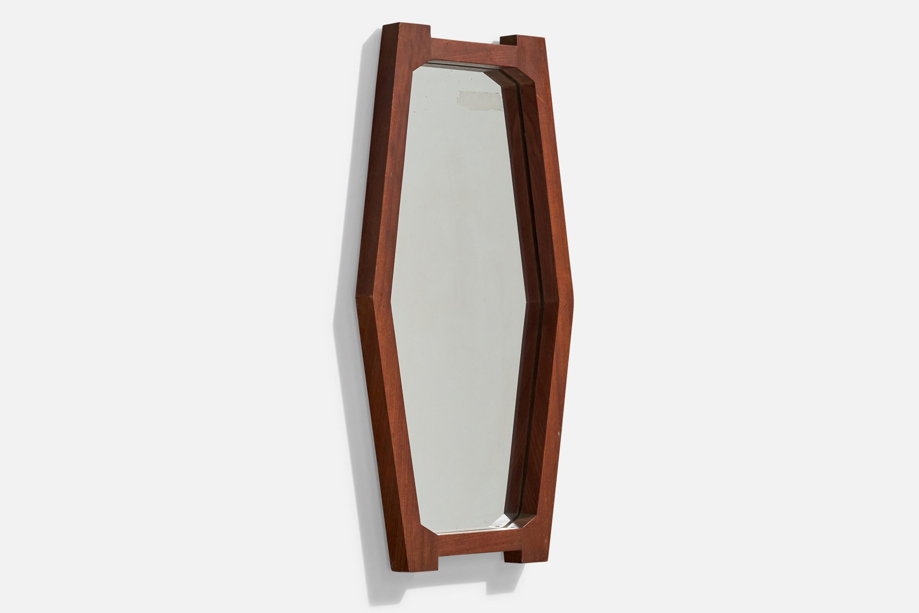 Italiano Specchio da parete di design italiano, Wood, Italia, anni '50 in vendita