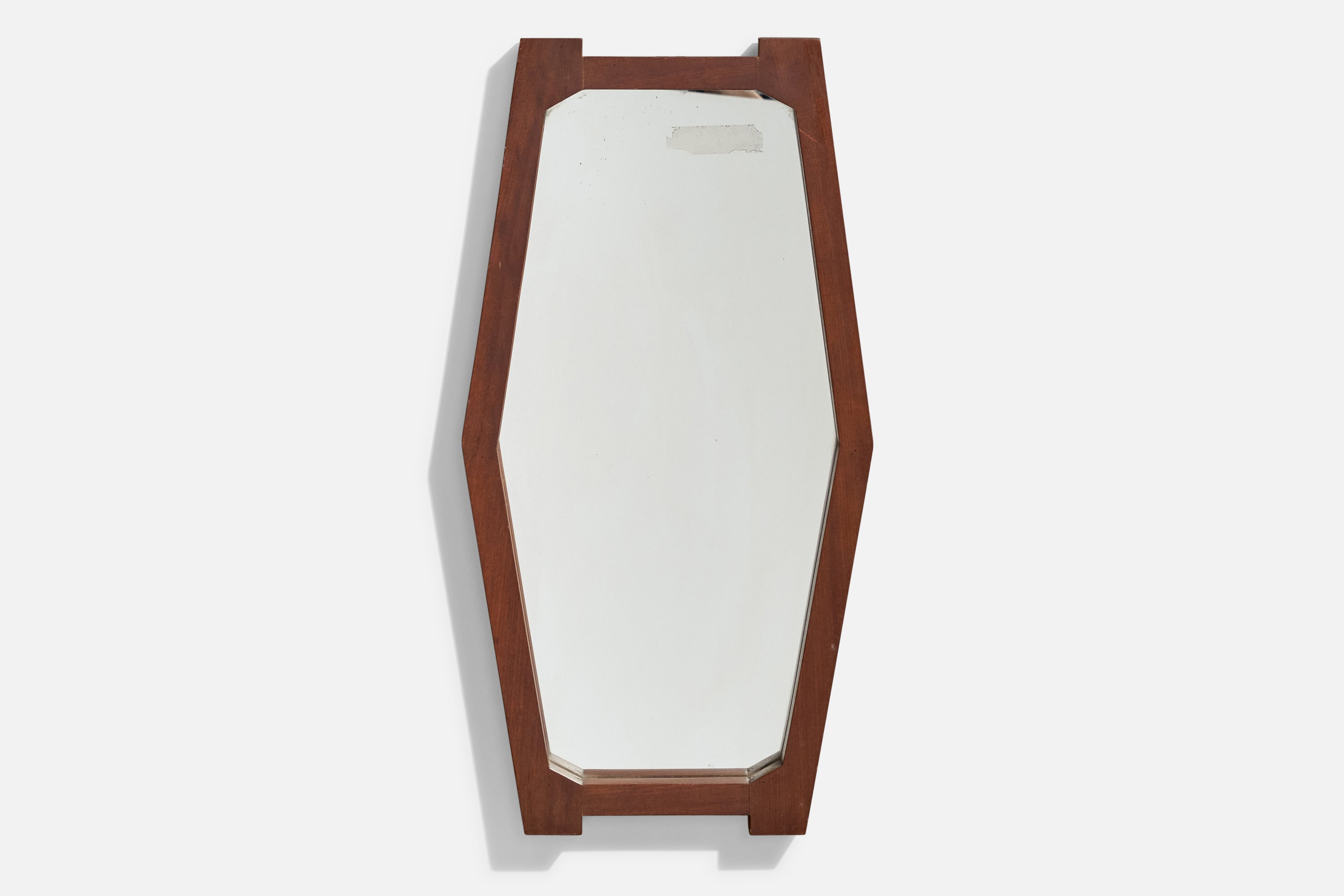 Italian Designer, Wall Mirror, Wood, Italy, 1950s