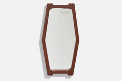 Italian Designer, Wall Mirror, Wood, Italy, 1950s