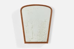 Vintage Italian Designer, Wall Mirror, Wood, Italy, 1950s