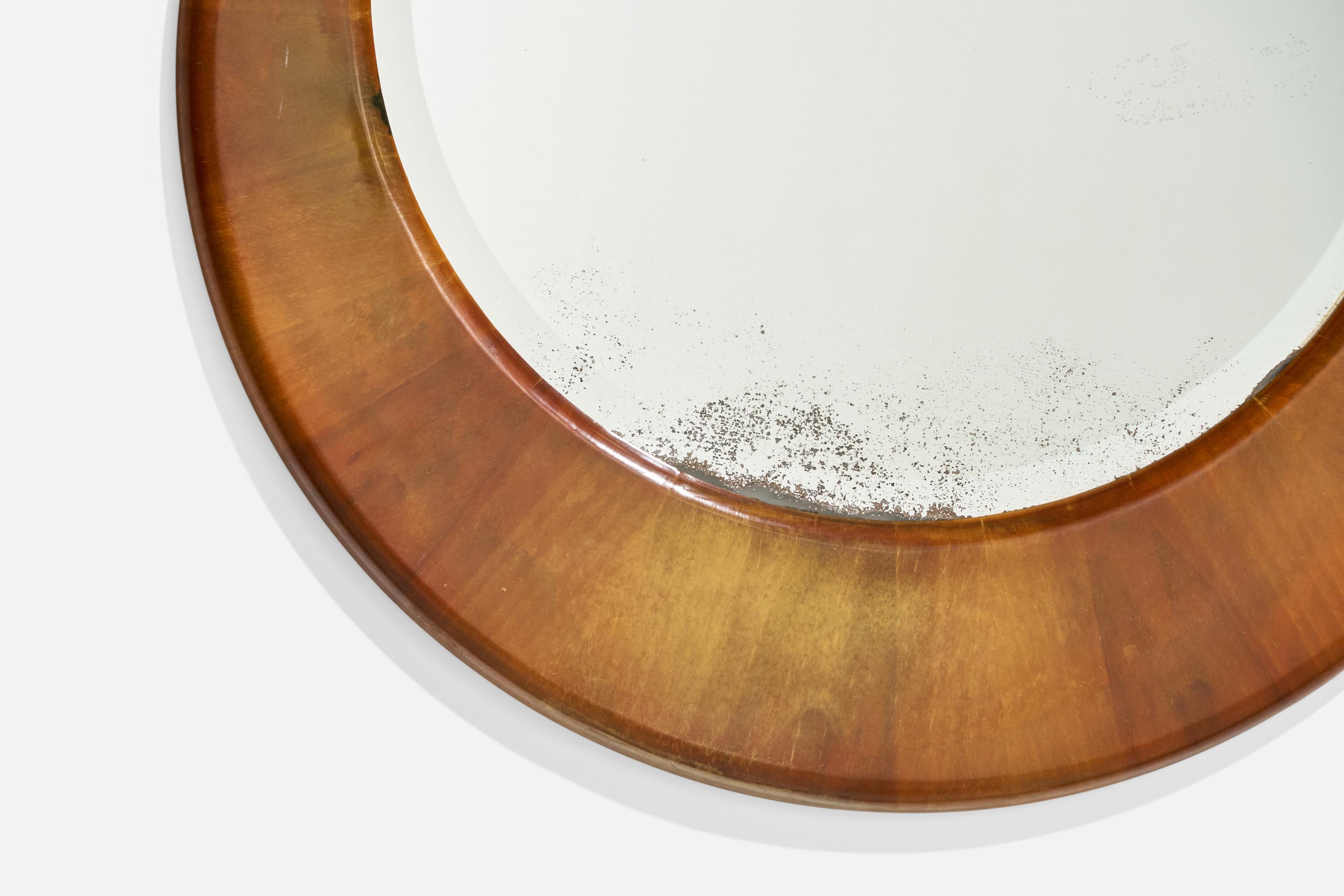 Metà XX secolo Specchio da parete di design italiano, Wood, Italia, anni '40 ca. in vendita