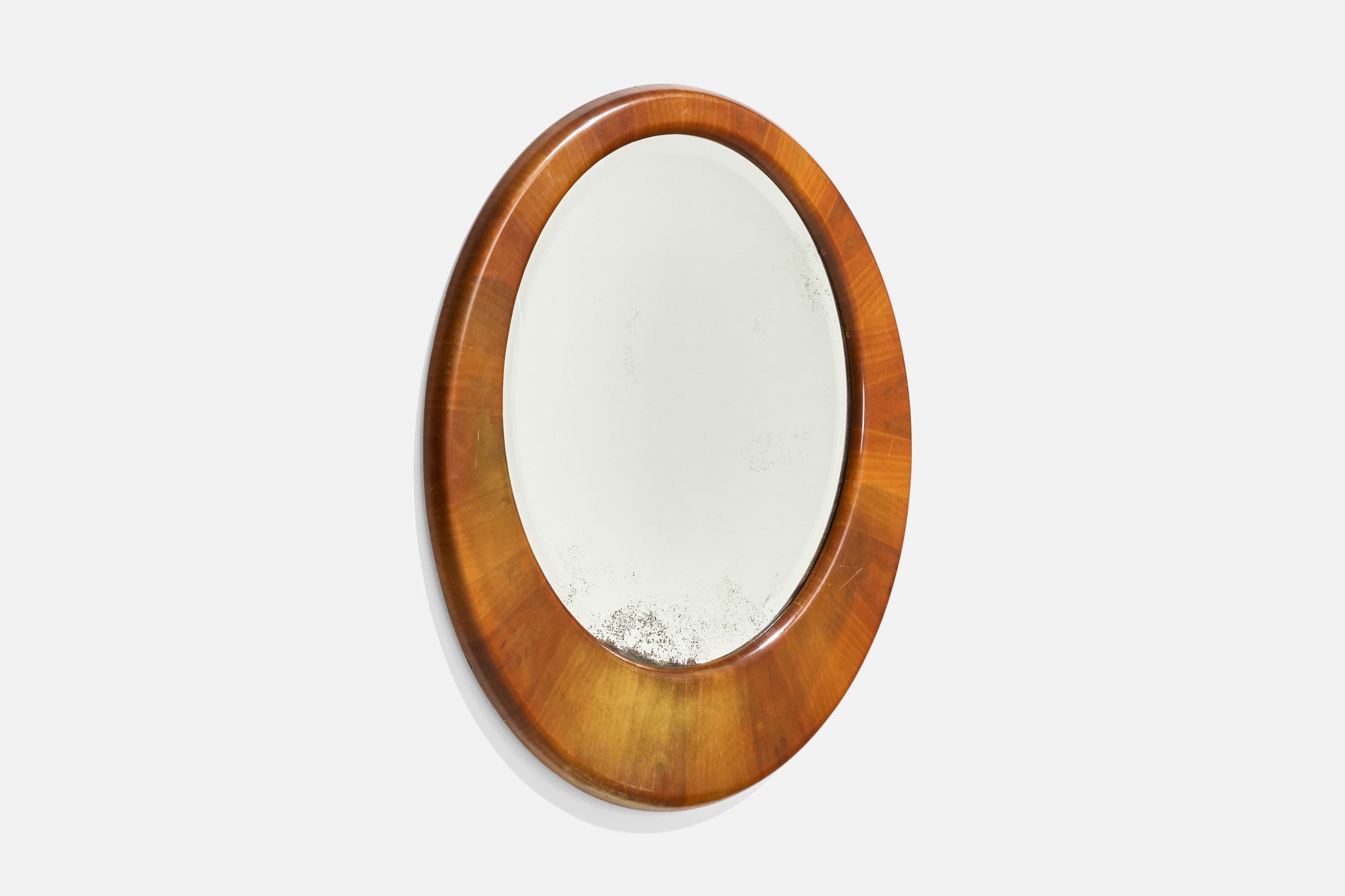 Mid-Century moderno Specchio da parete di design italiano, Wood, Italia, anni '40 ca. in vendita