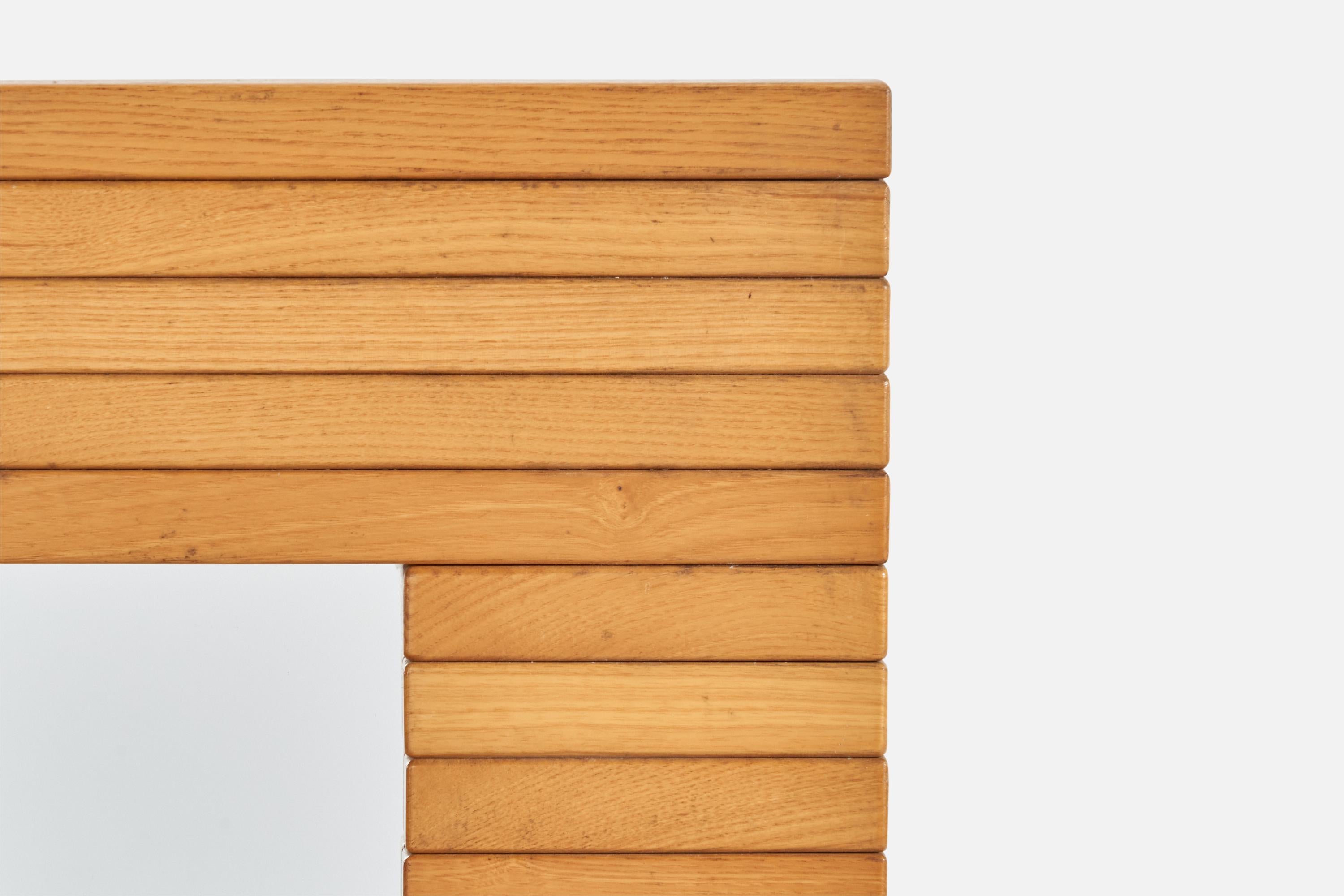 Mid-Century Modern Italian Designer, Wall Mirror, Wood, Mirror Glass, Italy, 1960s For Sale
