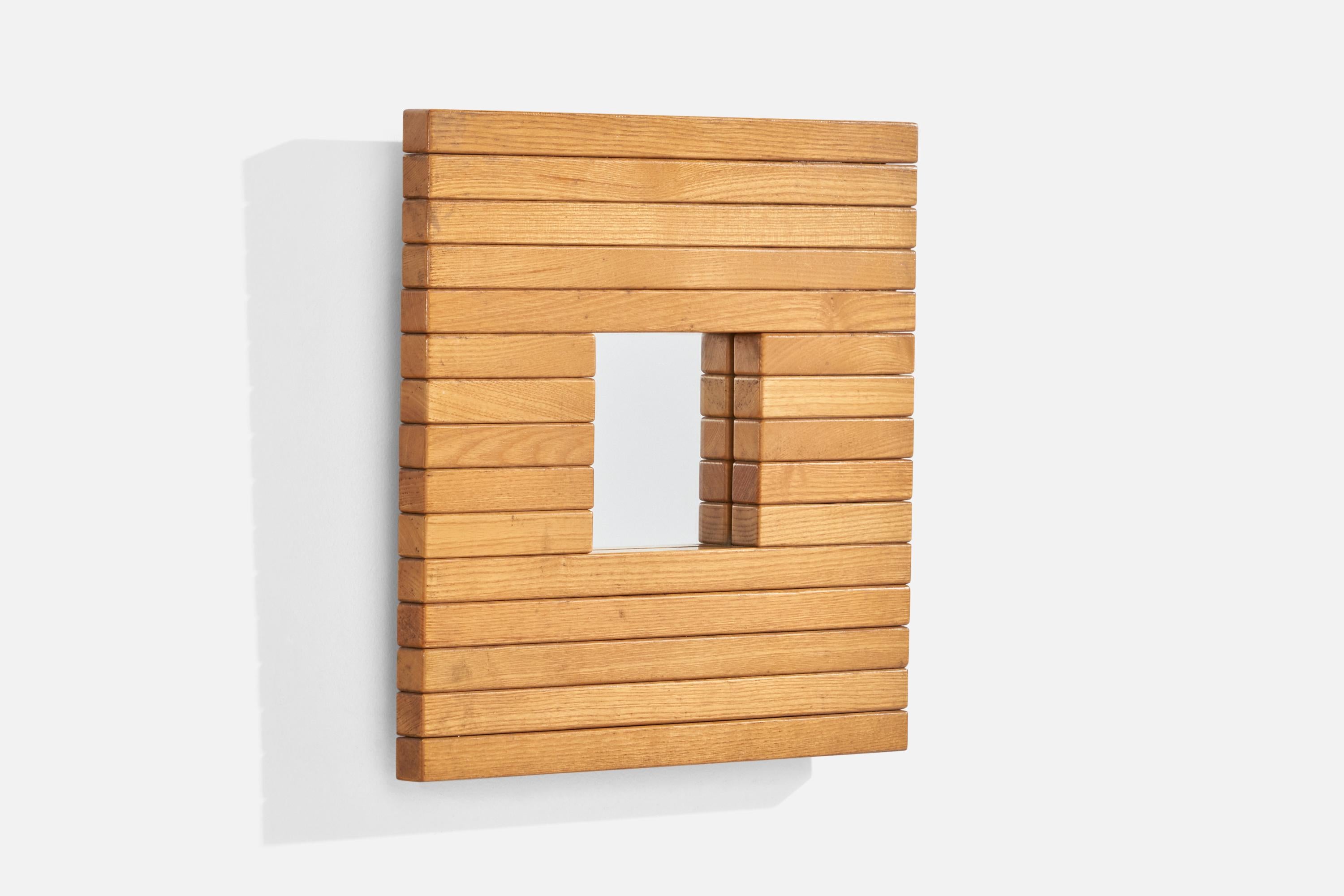 Mid-20th Century Italian Designer, Wall Mirror, Wood, Mirror Glass, Italy, 1960s For Sale