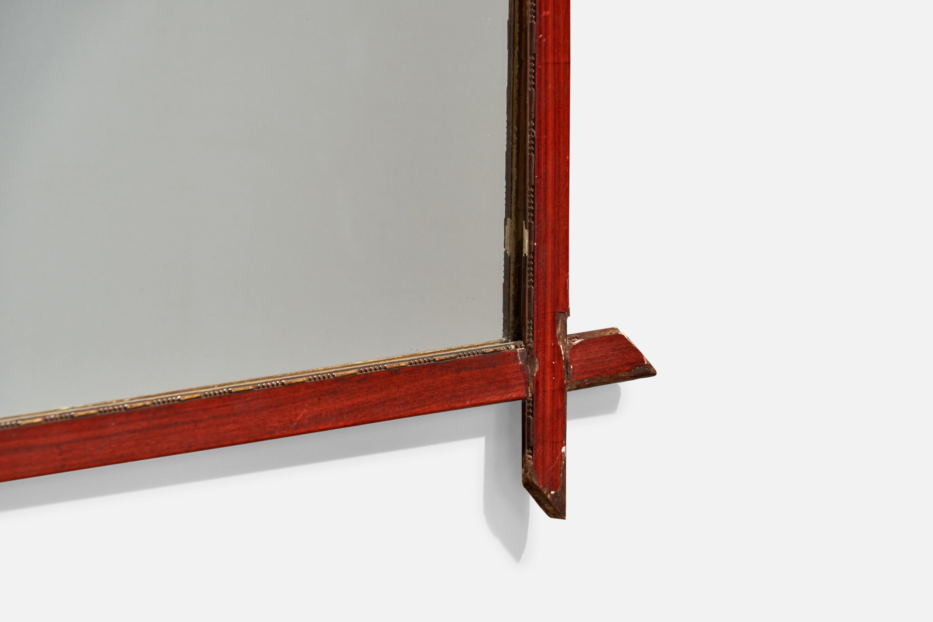 Designer italien, miroir mural, bois, miroir, verre, Italie, vers 1960 en vente 4