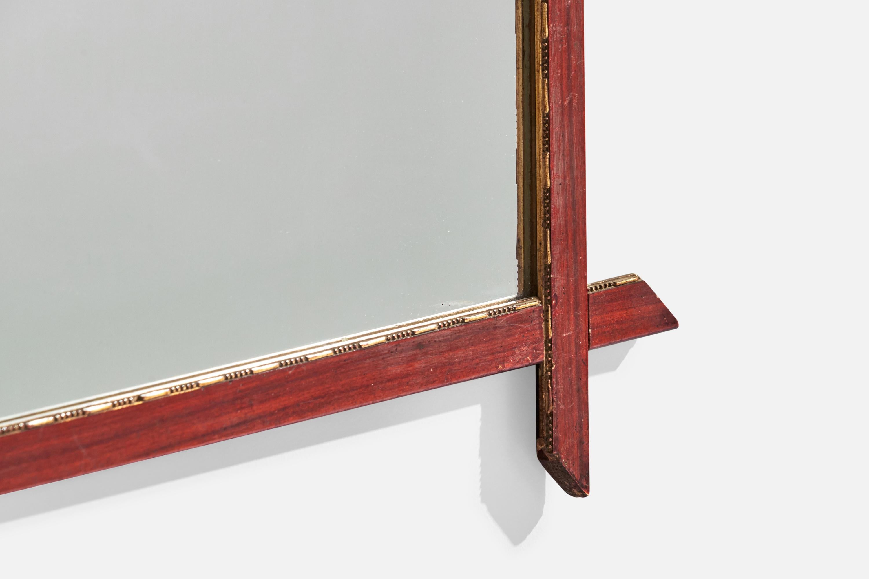 Italian Designer, Wall Mirror, Wood, Mirror, Glass, Italy, c. 1960s For Sale 5