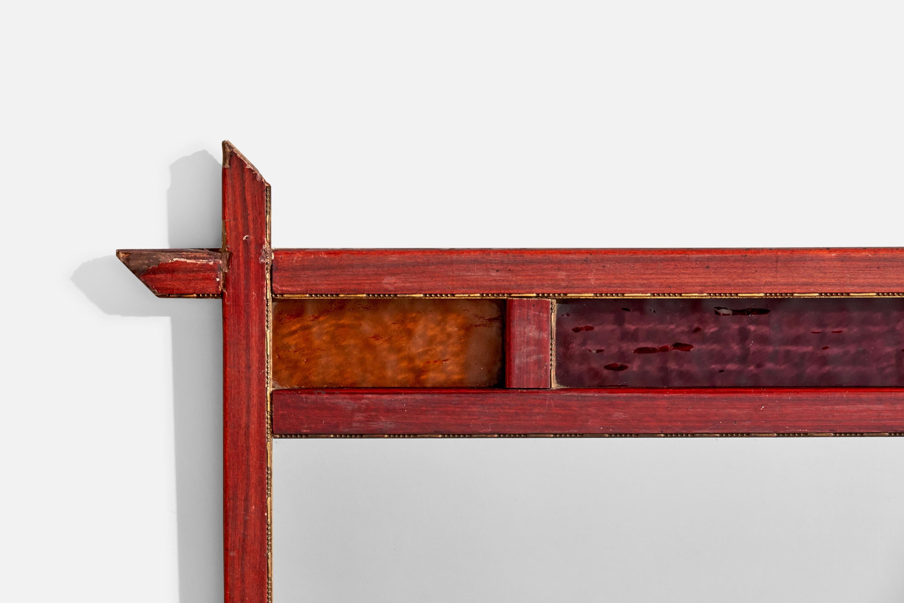 Mid-20th Century Italian Designer, Wall Mirror, Wood, Mirror, Glass, Italy, c. 1960s For Sale