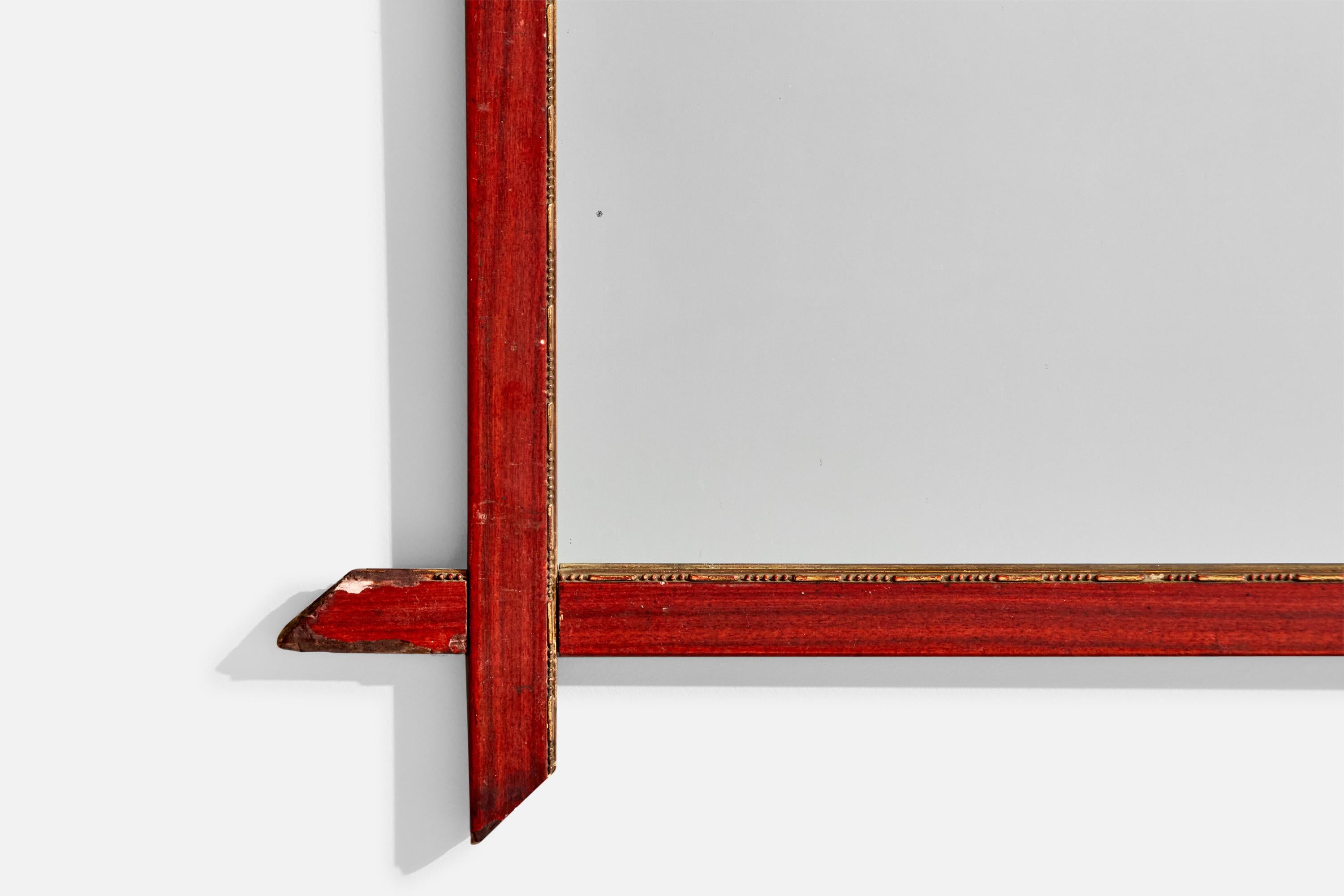 Italian Designer, Wall Mirror, Wood, Mirror, Glass, Italy, c. 1960s For Sale 1