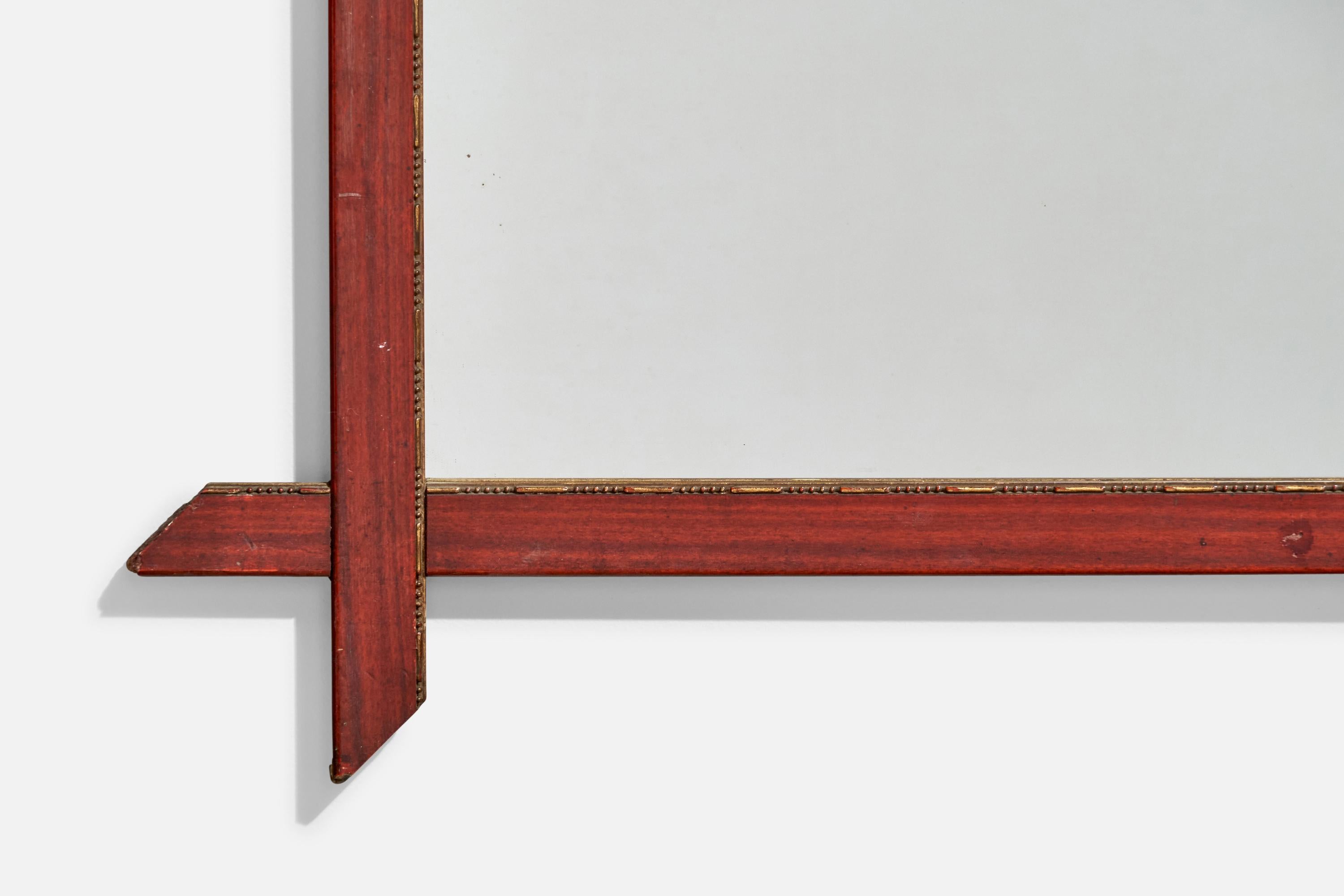 Designer italien, miroir mural, bois, miroir, verre, Italie, vers 1960 en vente 2