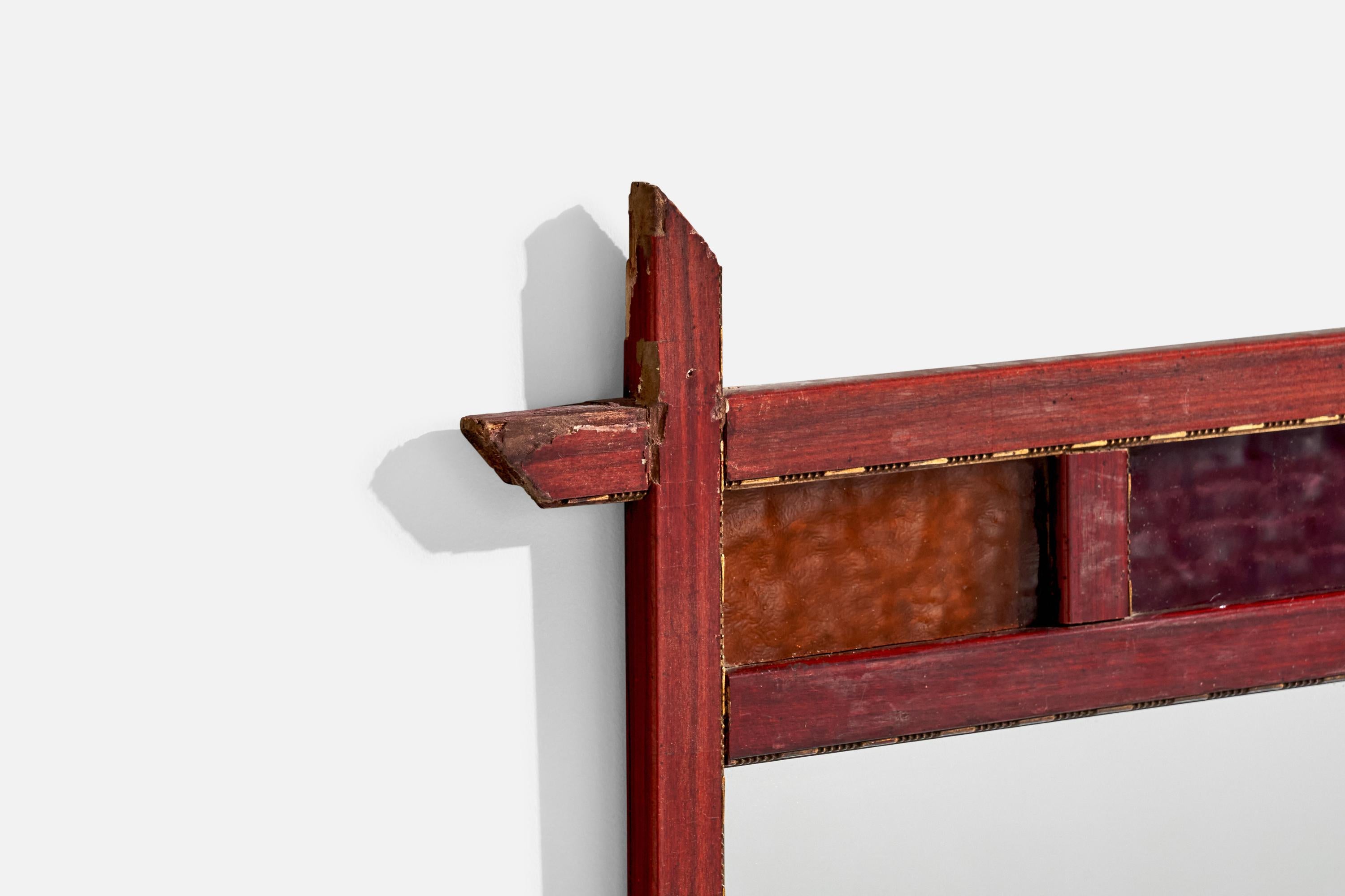 Italian Designer, Wall Mirror, Wood, Mirror, Glass, Italy, c. 1960s For Sale 3
