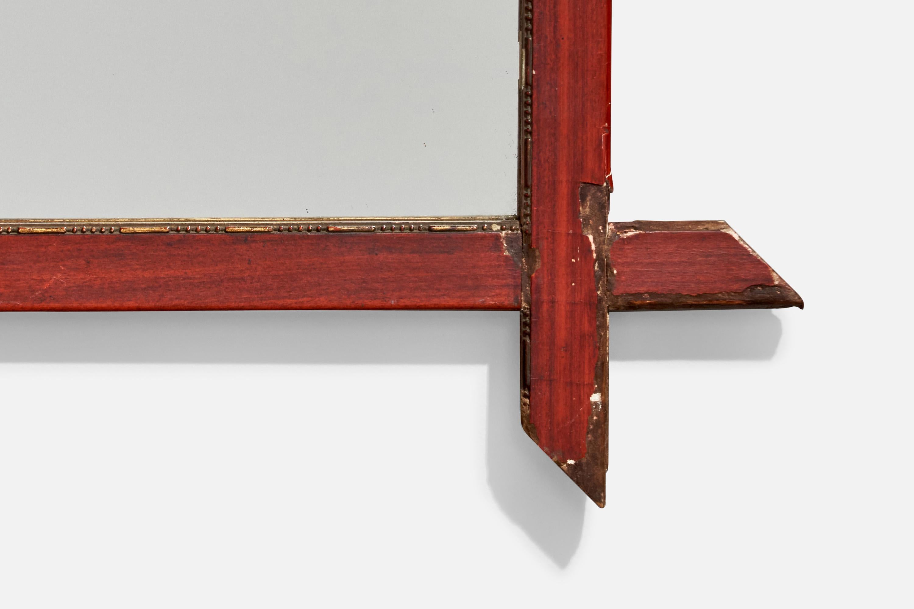 Designer italien, miroir mural, bois, miroir, verre, Italie, vers 1960 en vente 3