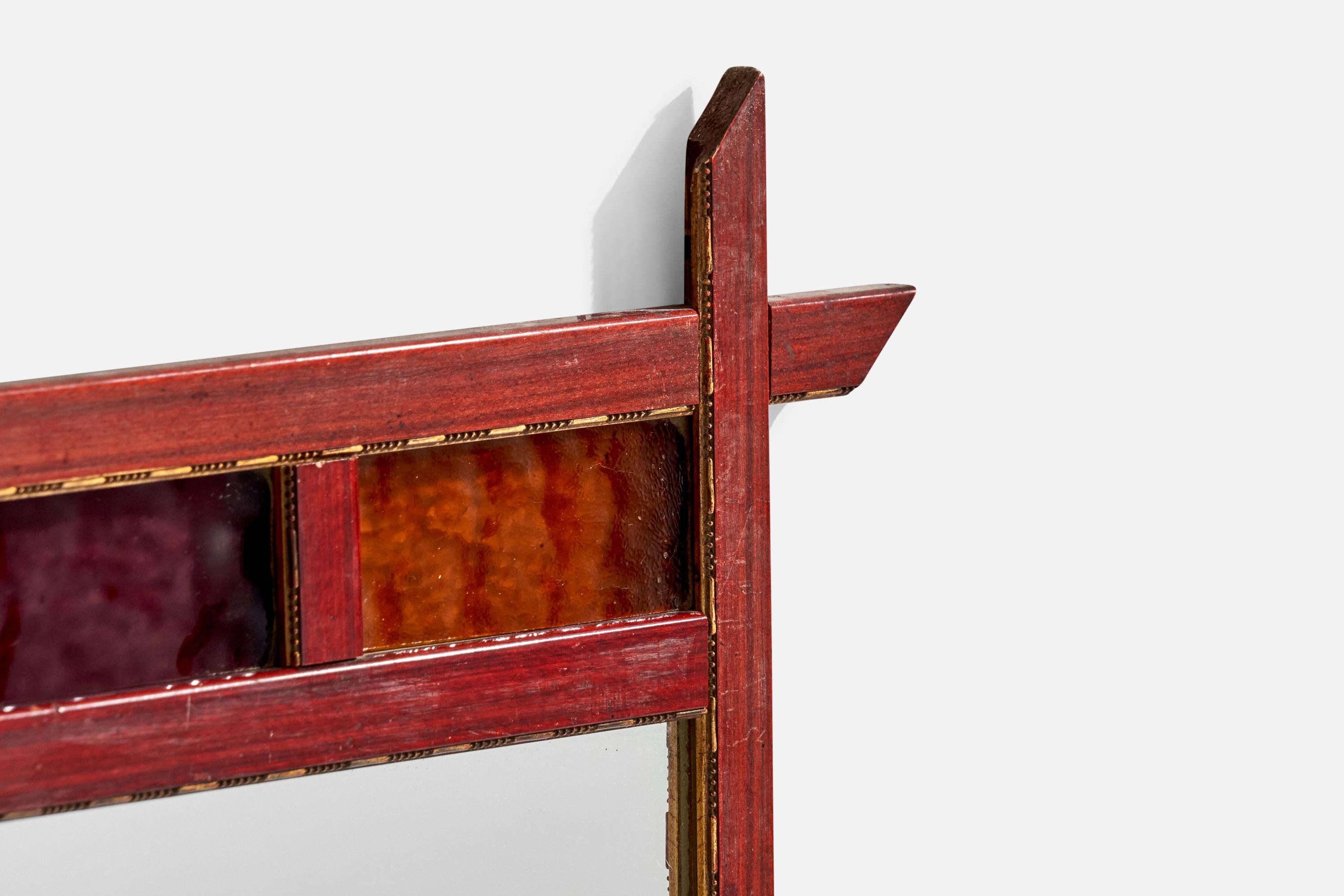 Italian Designer, Wall Mirror, Wood, Mirror, Glass, Italy, c. 1960s For Sale 4
