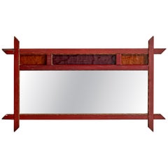 Specchio da parete di design italiano, Wood, specchio, vetro, Italia, 1960 ca.