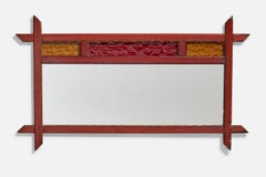 Italian Designer, Wall Mirror, Wood, Mirror, Glass, Italy, c. 1960s
