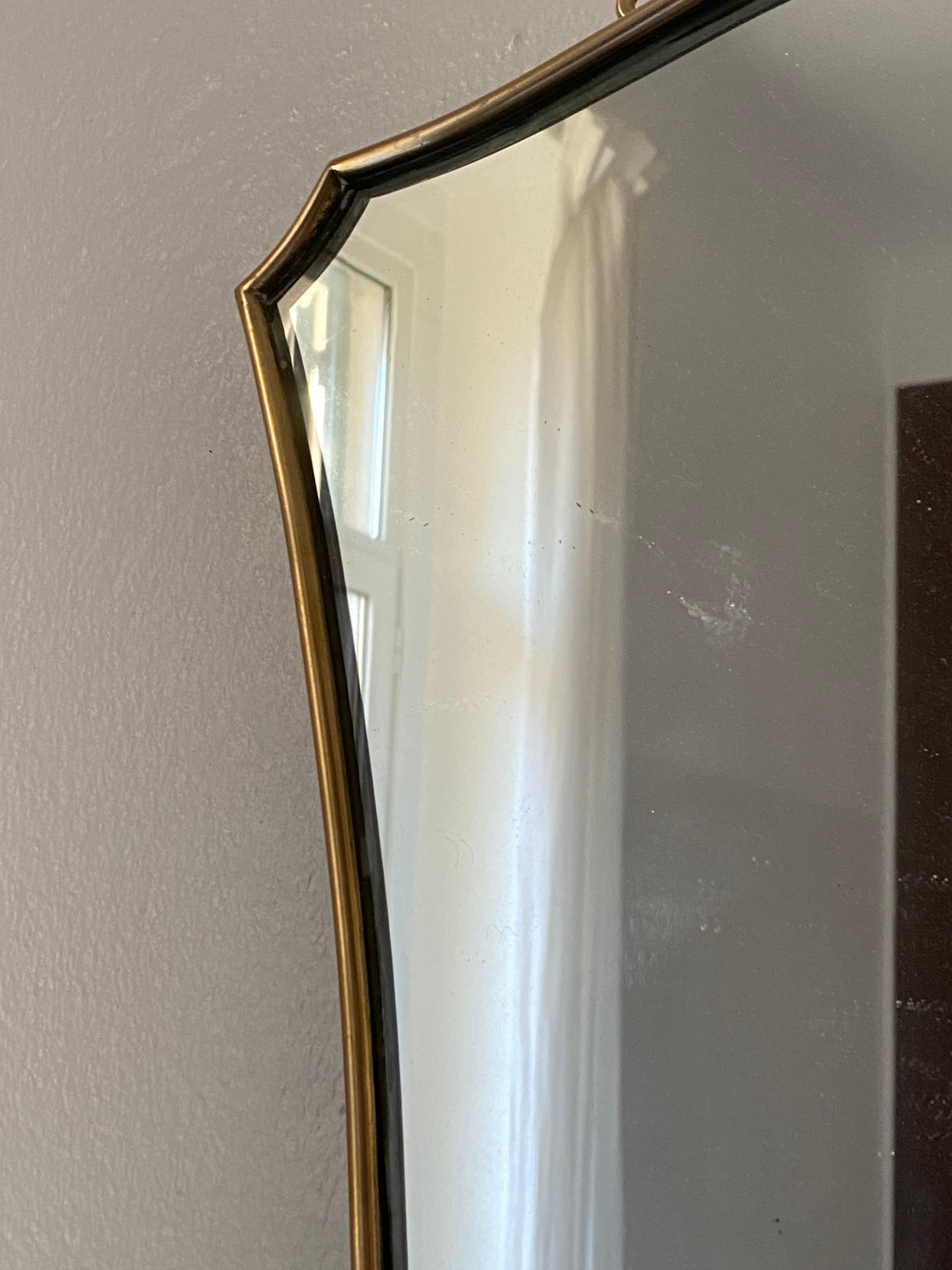 Italian Designer, Wall Mirrors, Brass, Mirror Glass, Italy, 1950s In Good Condition In High Point, NC