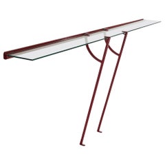 Italian Designer, Wall-Mounted Console, Metal, Glass, Italy, 1960s