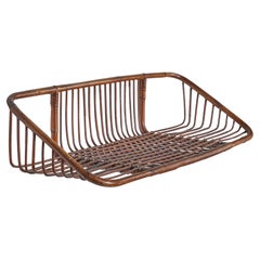 Italian Designer, Wall Mounted Shelf, Bamboo, Rattan, Italy, 1950s