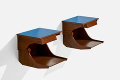 Italian Designer, Wall Nightstands, Walnut, Laminate, Italy, 1956