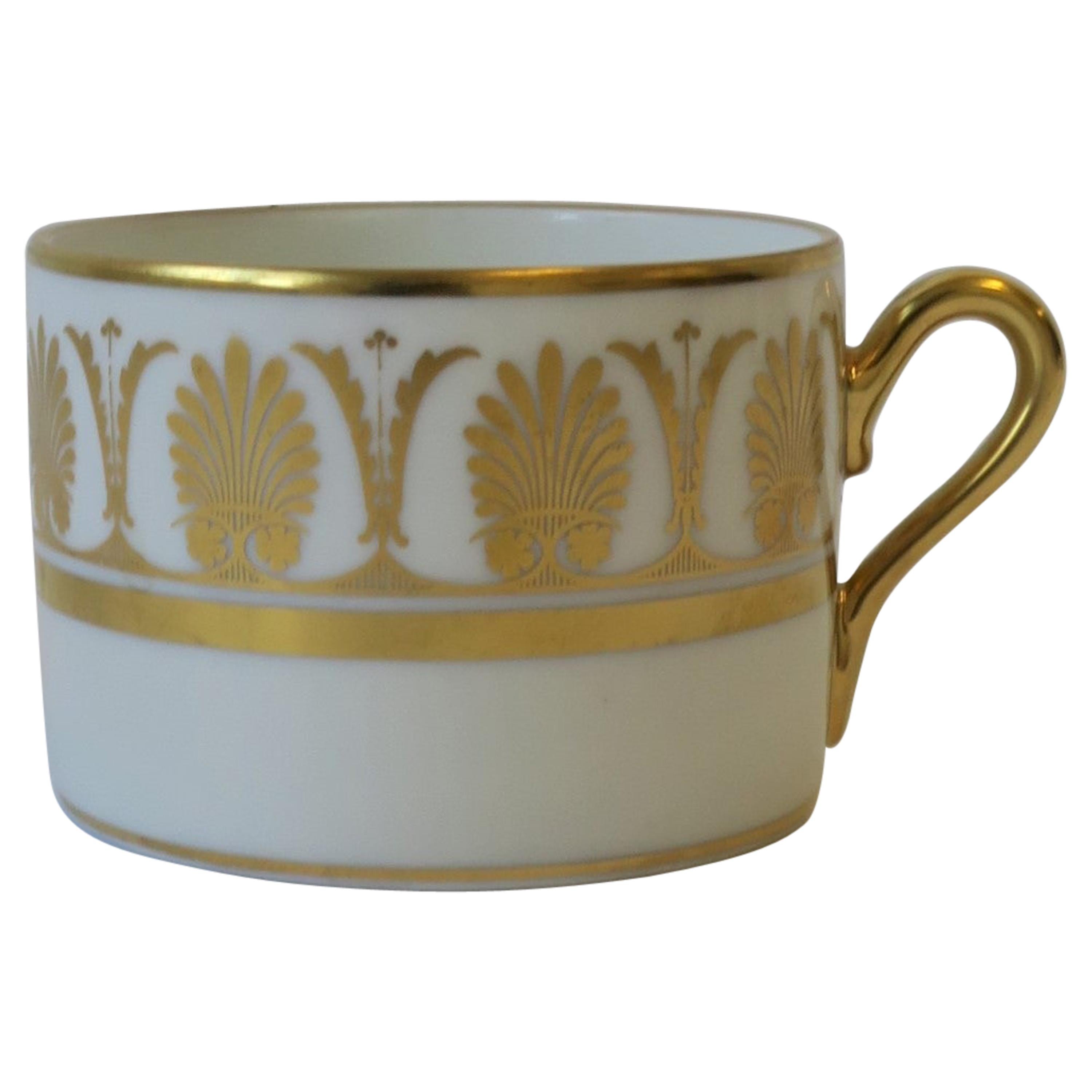 Richard Ginori Italienische Kaffee- oder Teetasse in Weiß und Gold, ca. 1960er Jahre, 8 Stück verfügbar