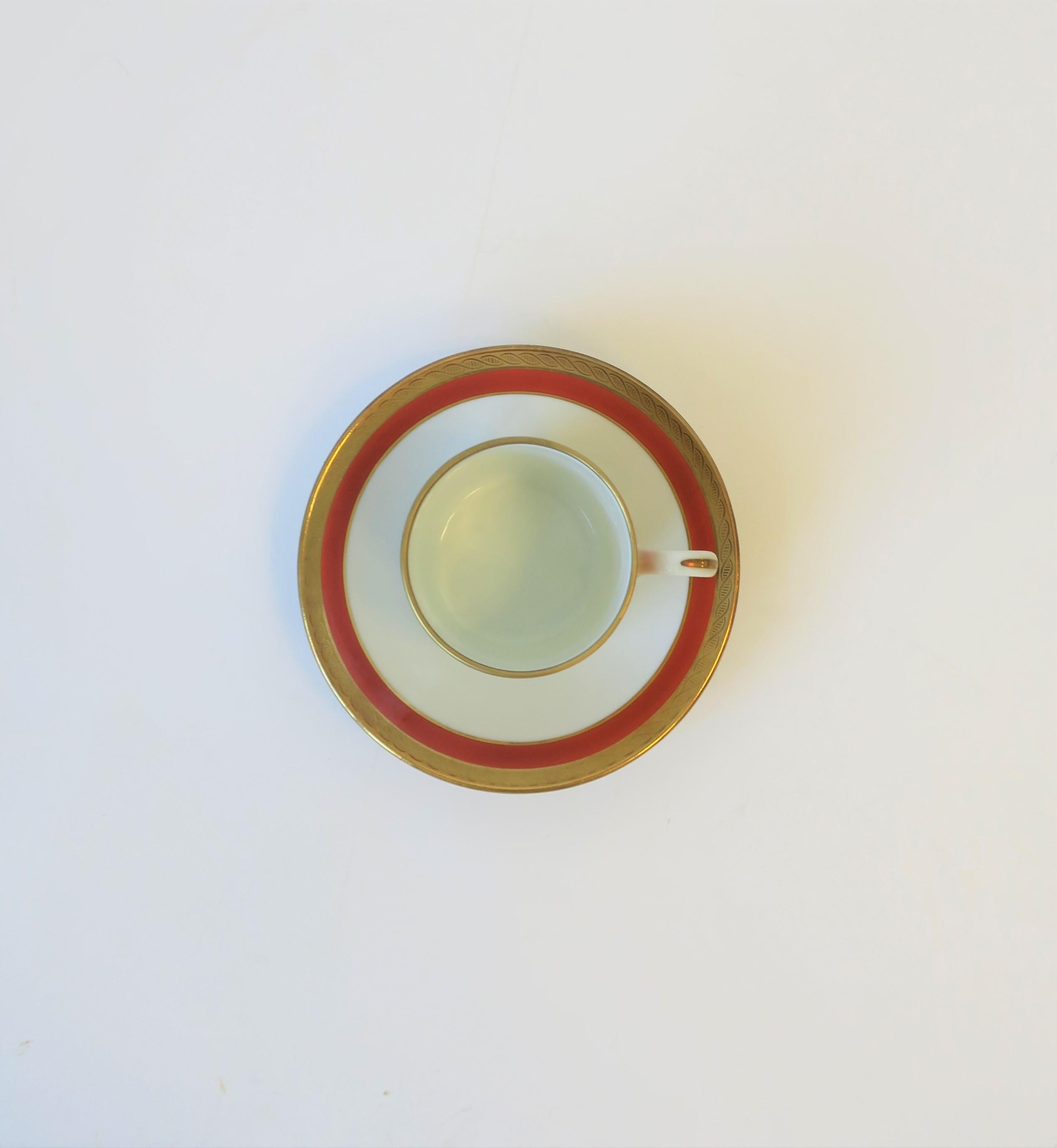 Gilt Italian Designer White Gold & Orange Espresso Coffee Cup by Richard Ginori