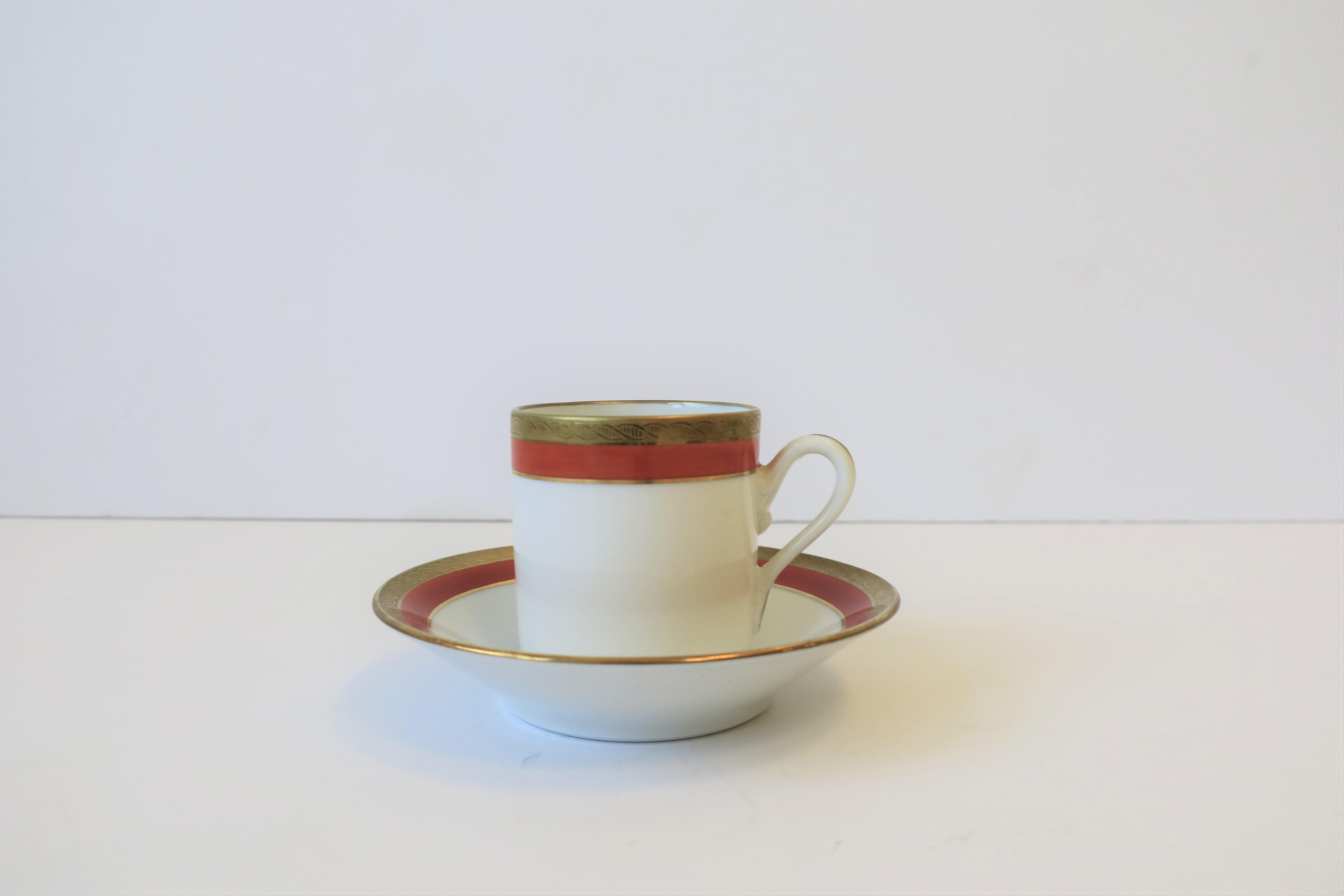 Italian Designer White Gold & Orange Espresso Coffee Cup by Richard Ginori In Excellent Condition In New York, NY