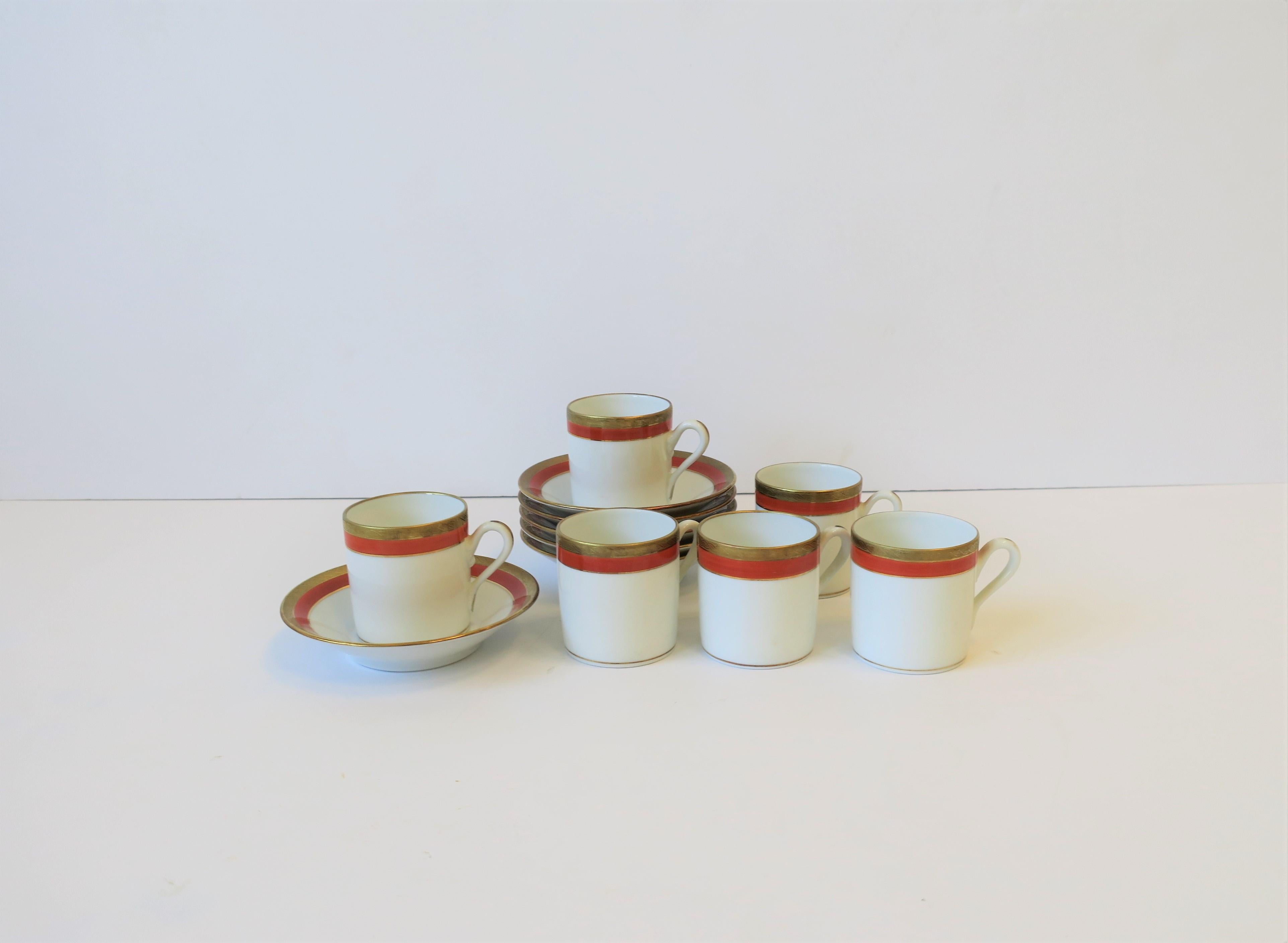 Italian Designer White Gold & Orange Espresso Coffee Cup by Richard Ginori 4