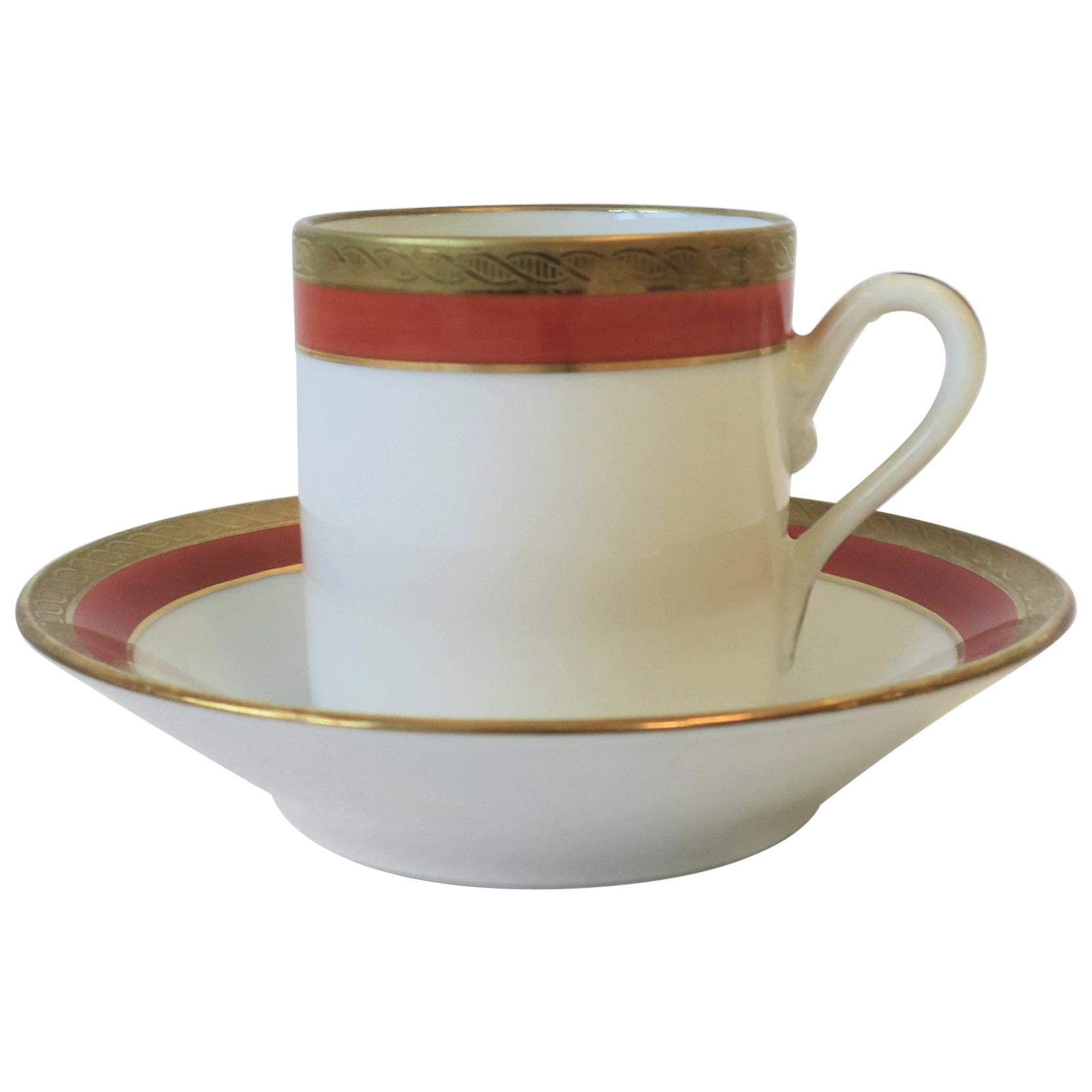 Italian Designer White Gold & Orange Espresso Coffee Cup by Richard Ginori