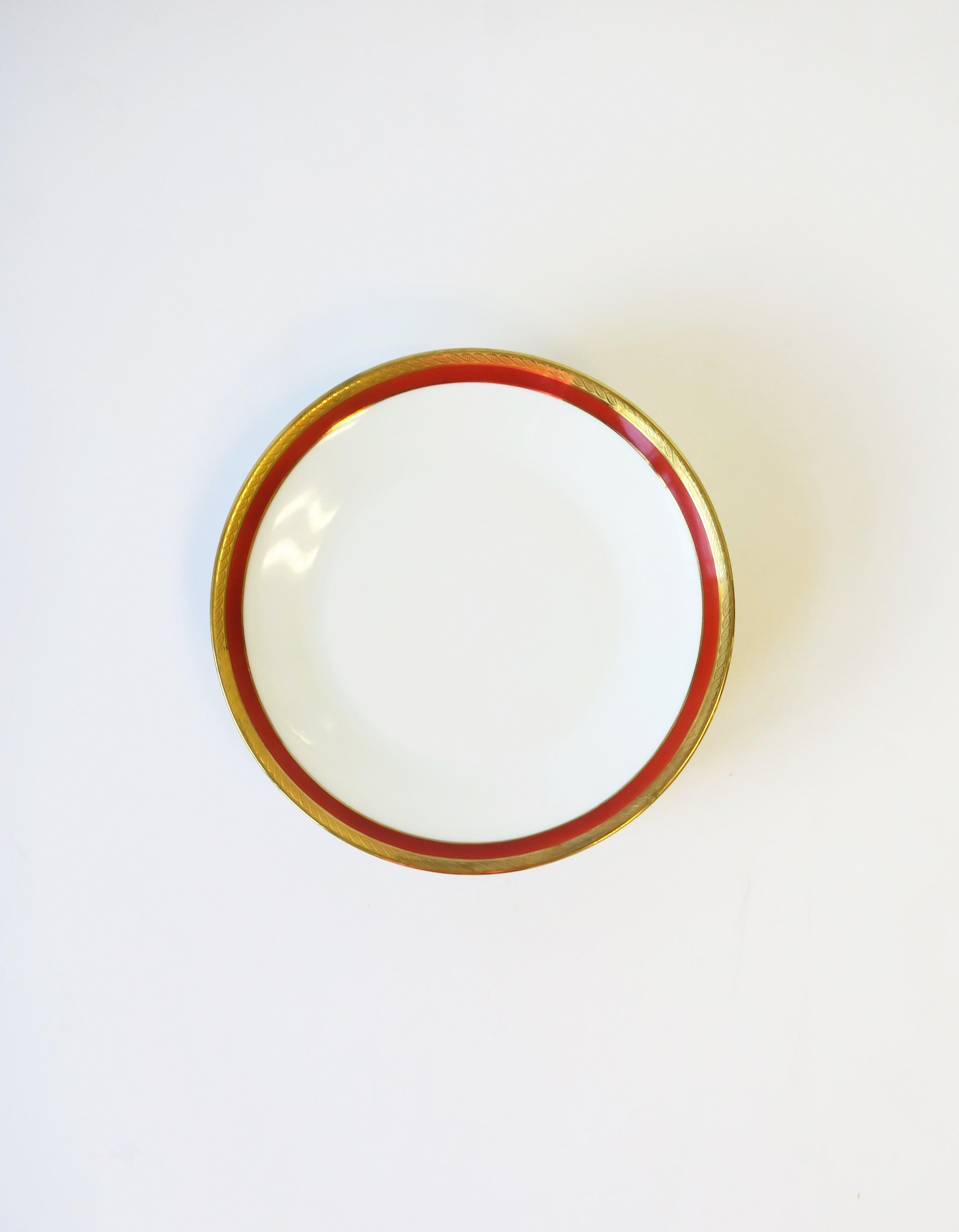 Richard Ginori Designer Porcelain Italian White Gold & Orange Plates, Set of 4 1