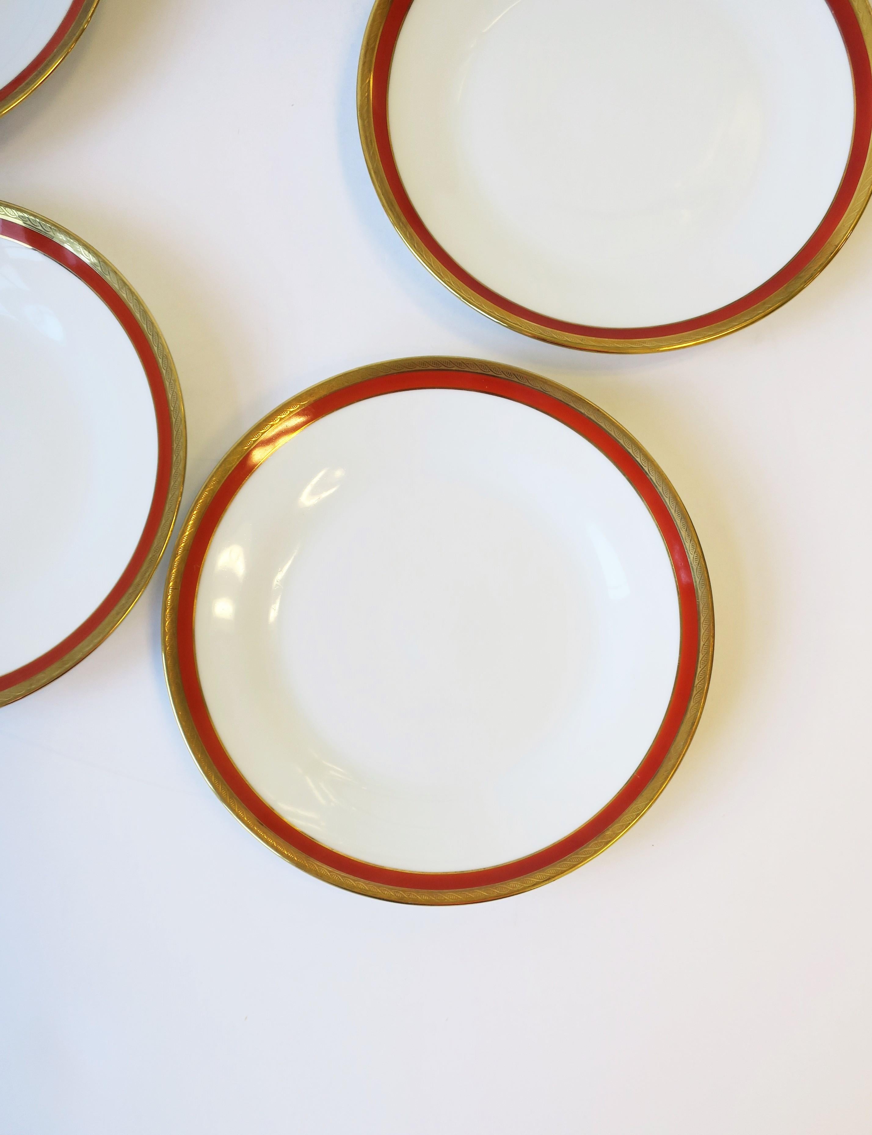 20th Century Richard Ginori Designer Porcelain Italian White Gold & Orange Plates, Set of 4