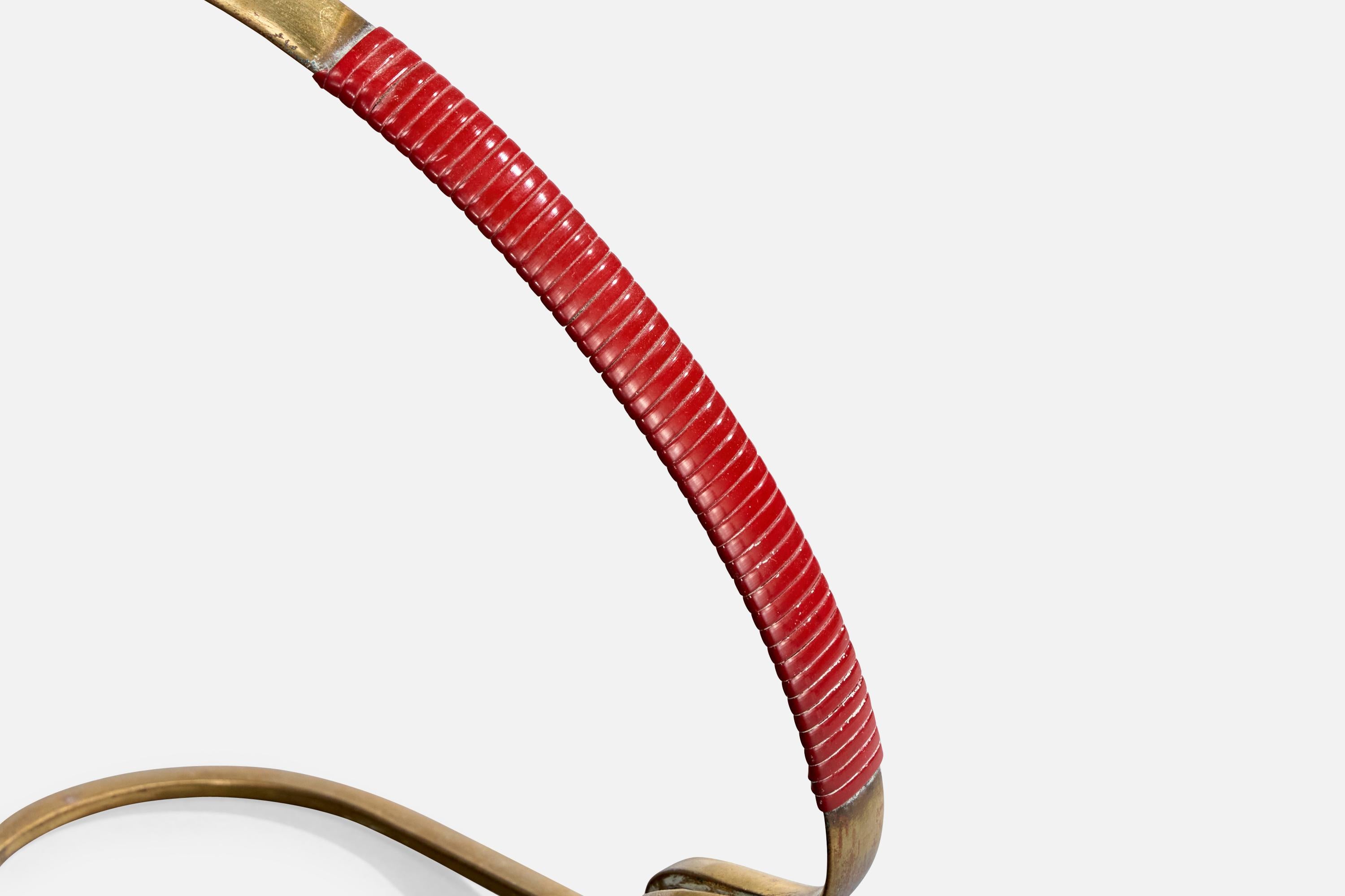Ottone Portabottiglie da vino di design italiano, ottone, similpelle, Italia, anni '50 in vendita